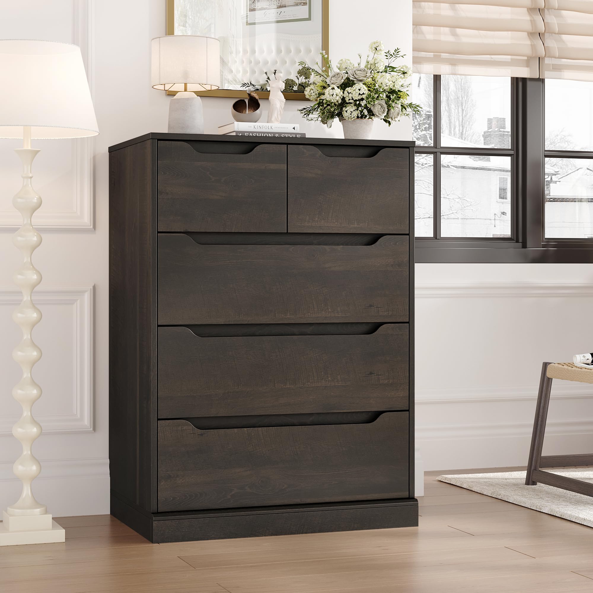 5 Drawer Dresser Dark Brown