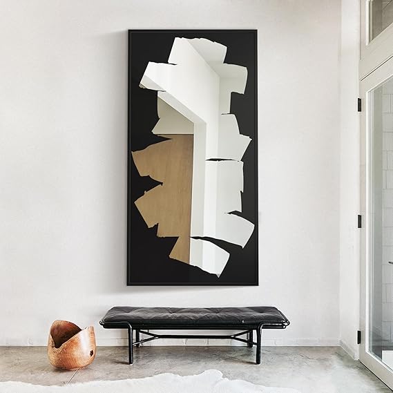 Rectangular Wall Mirror 55x28 Black Aluminum Frame