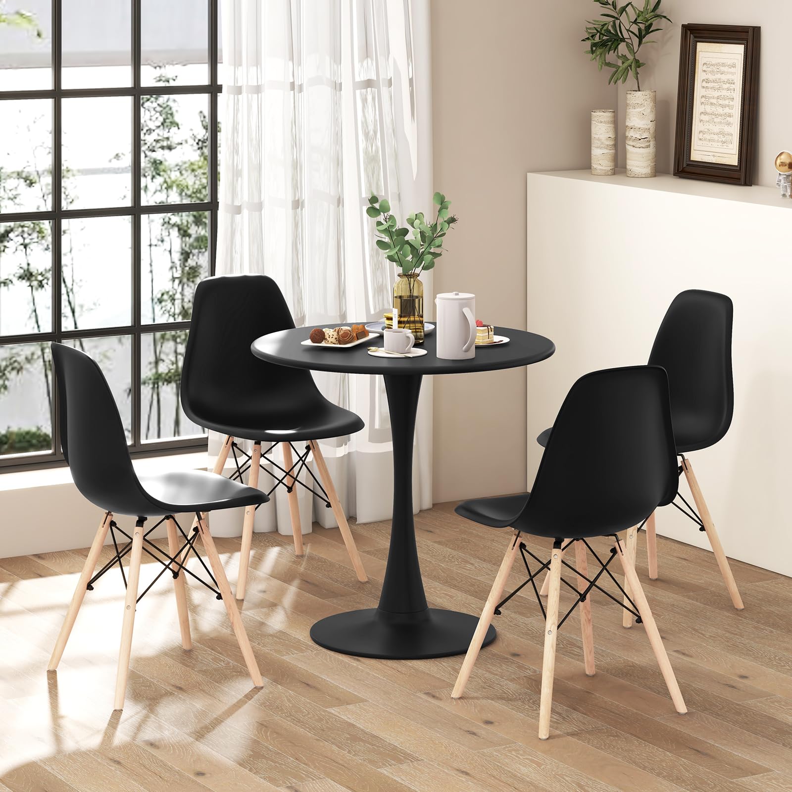5-Piece Round Dining Table Set with 4 Chairs