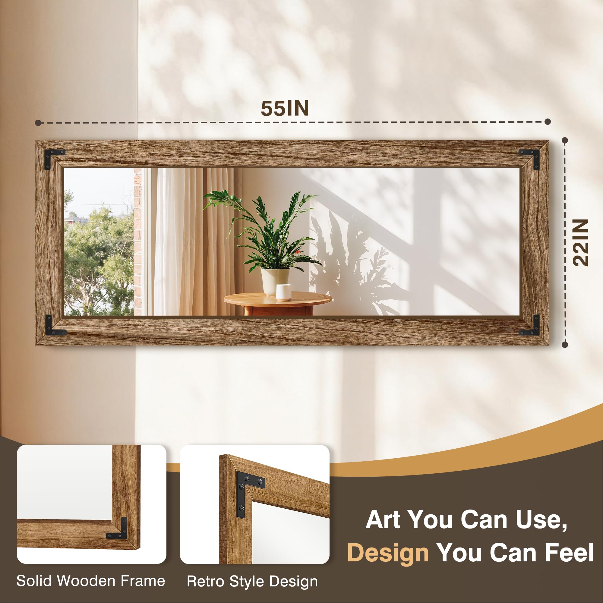 Wooden Full Length Mirror 55x22
