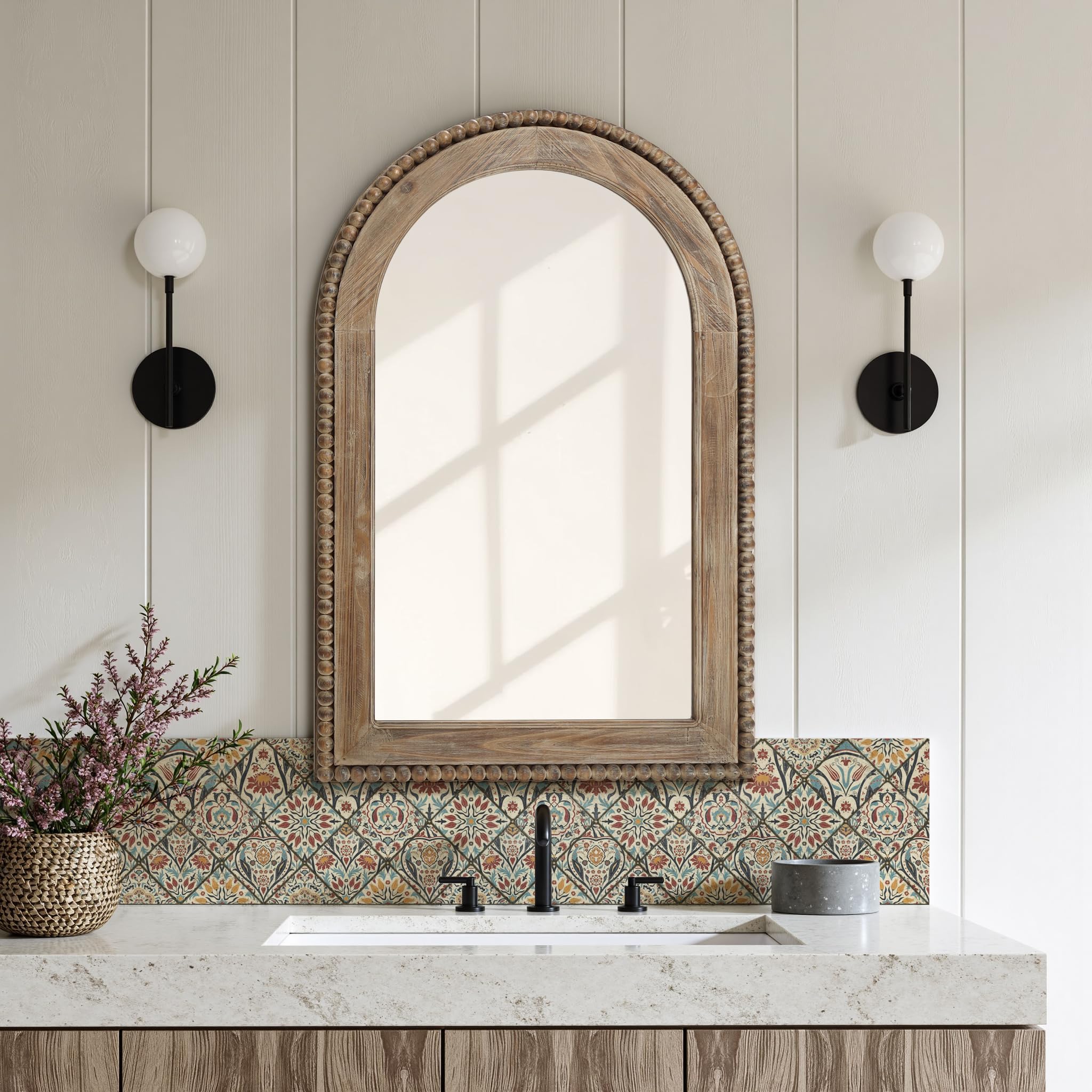 Arch Wall Mirror with Wood Frame