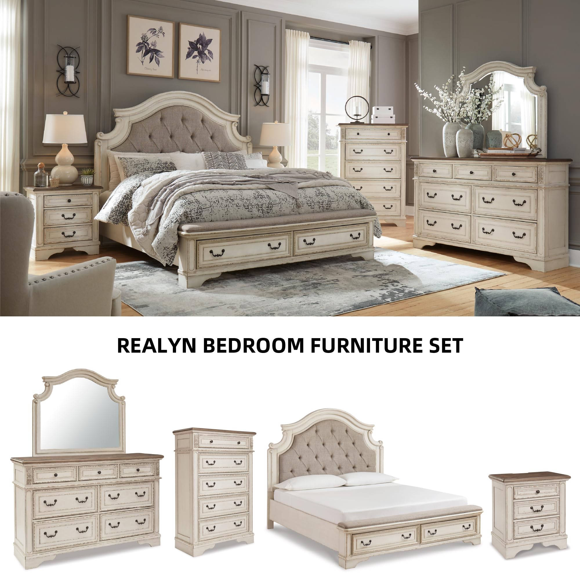 5-Drawer Chest Chipped White