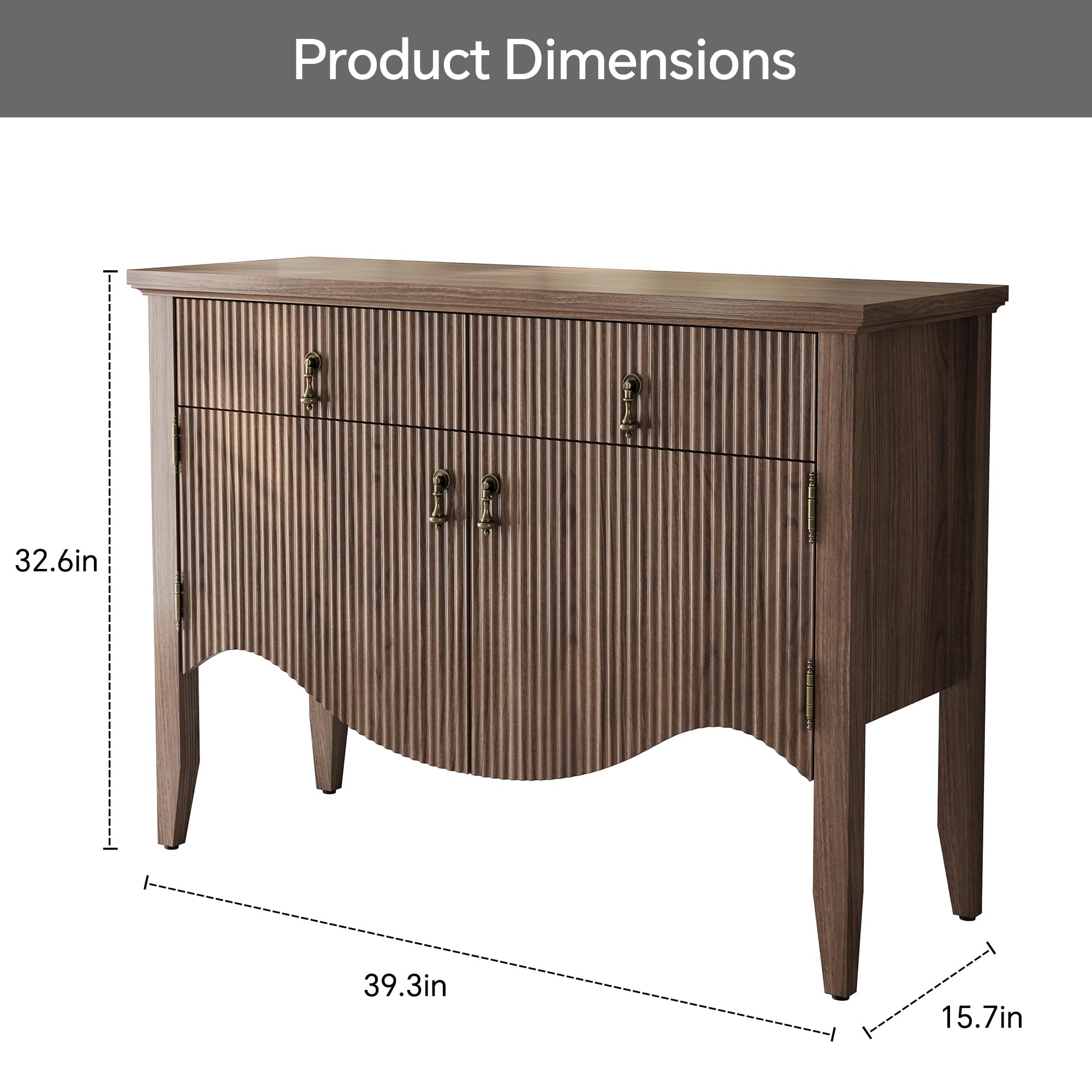 40" Retro Fluted Buffet Cabinet with Storage