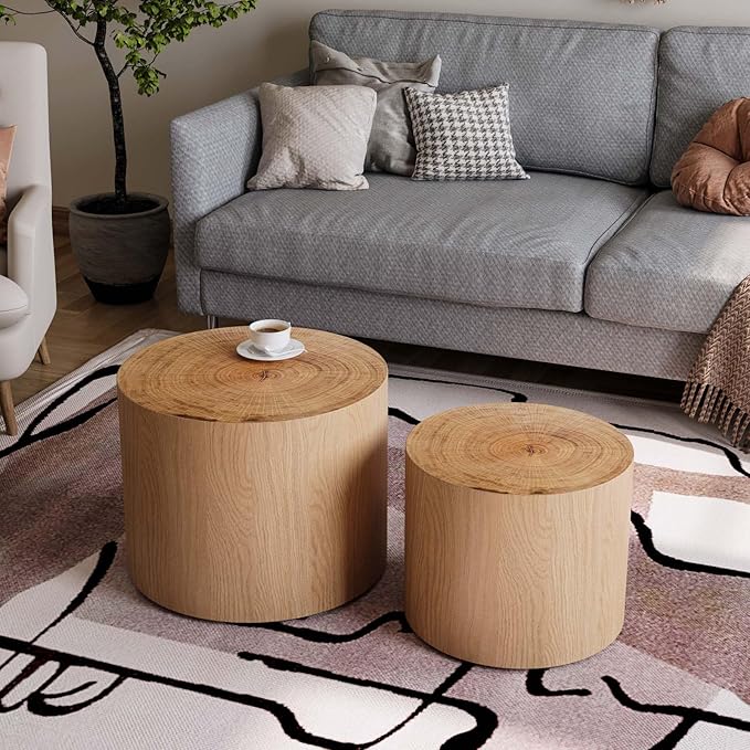 Round Nesting Coffee Table Set of 2
