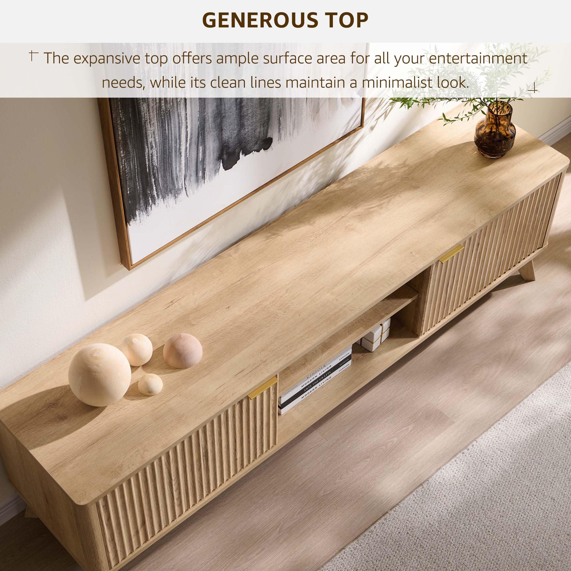 70" Mid Century Modern Fluted TV Stand