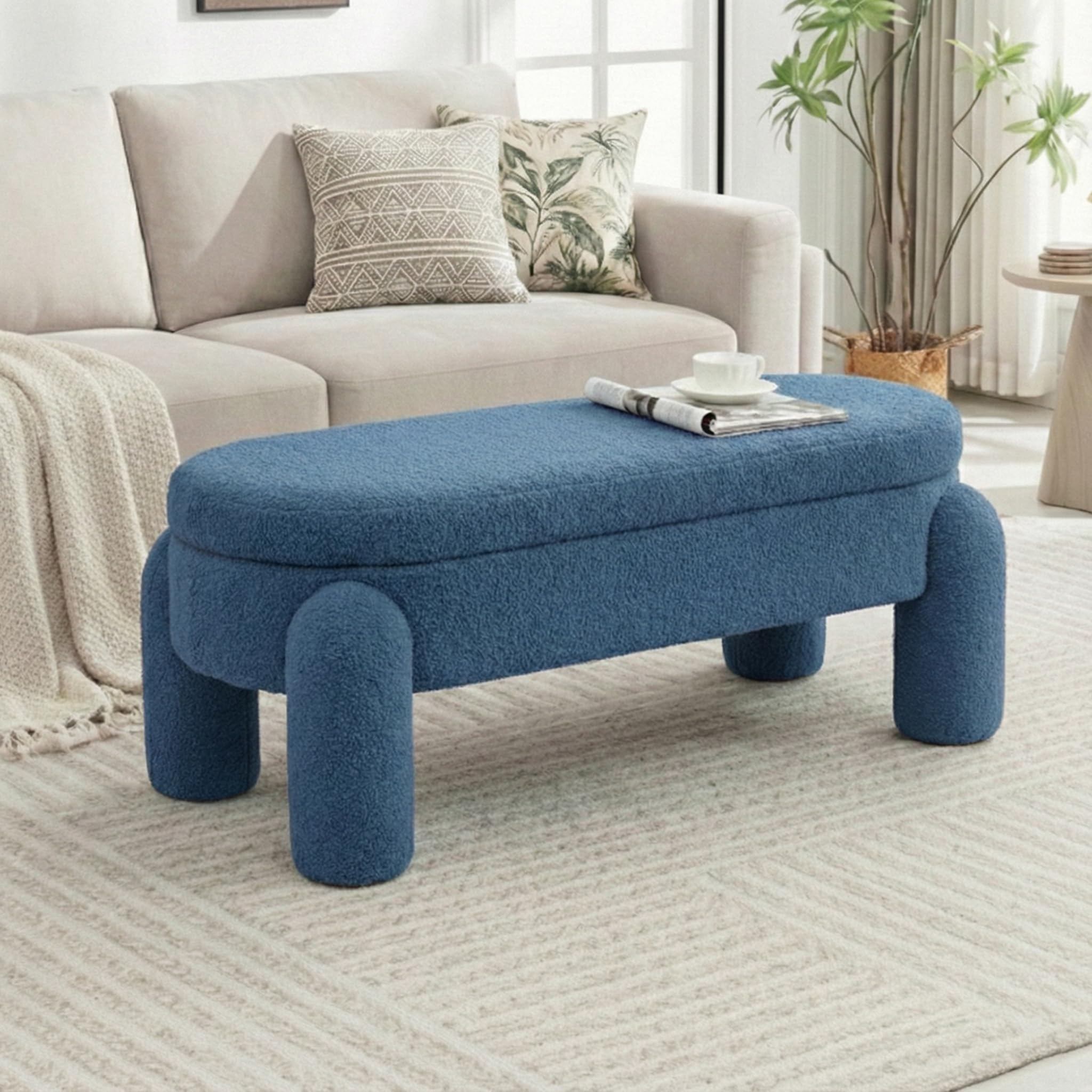 Storage Ottoman Bench with Seating 45.1" Navy
