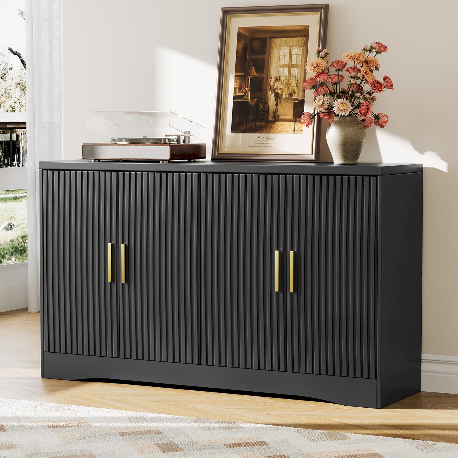 55" Modern Fluted Sideboard Buffet Cabinet