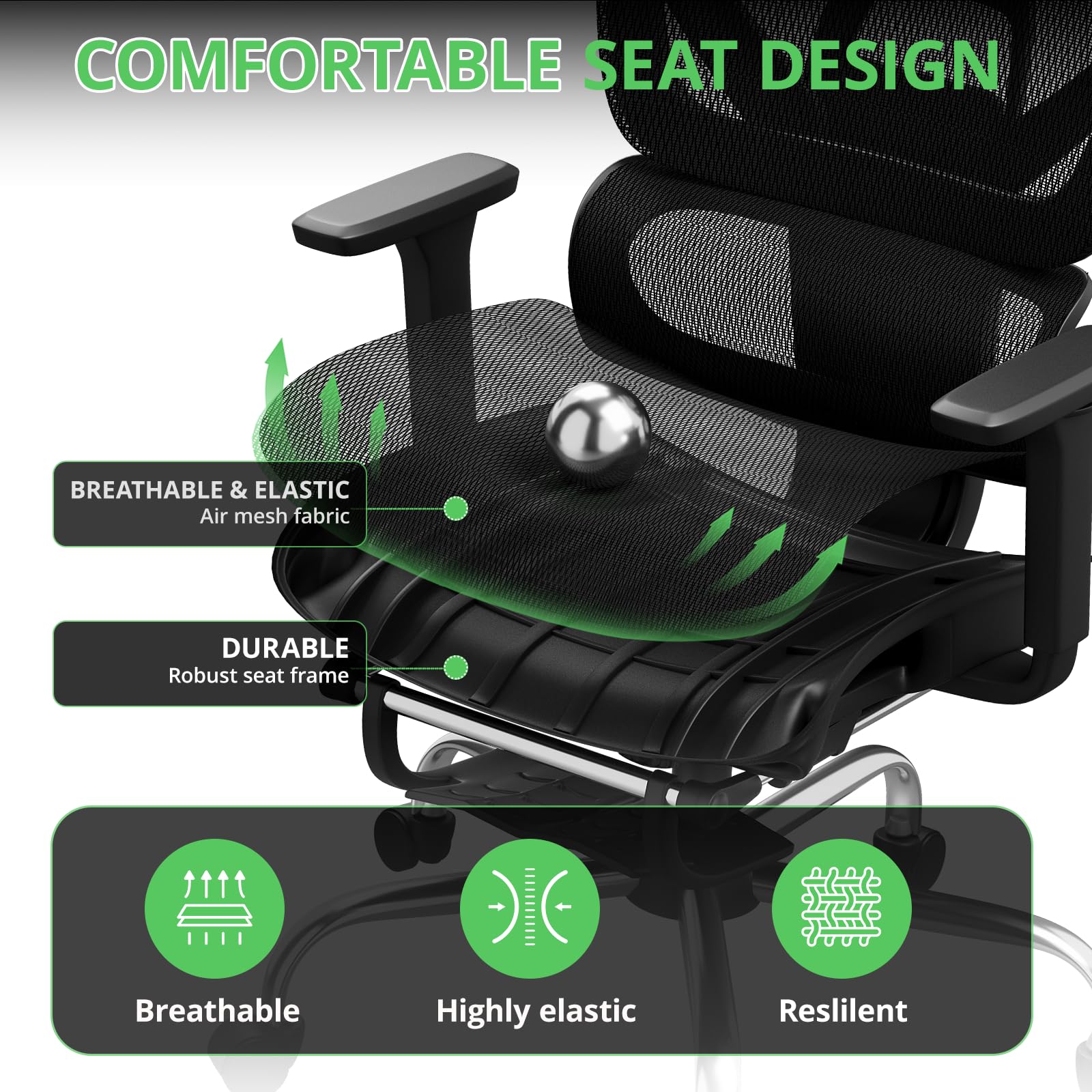 Ergonomic Mesh Office Chair with Footrest