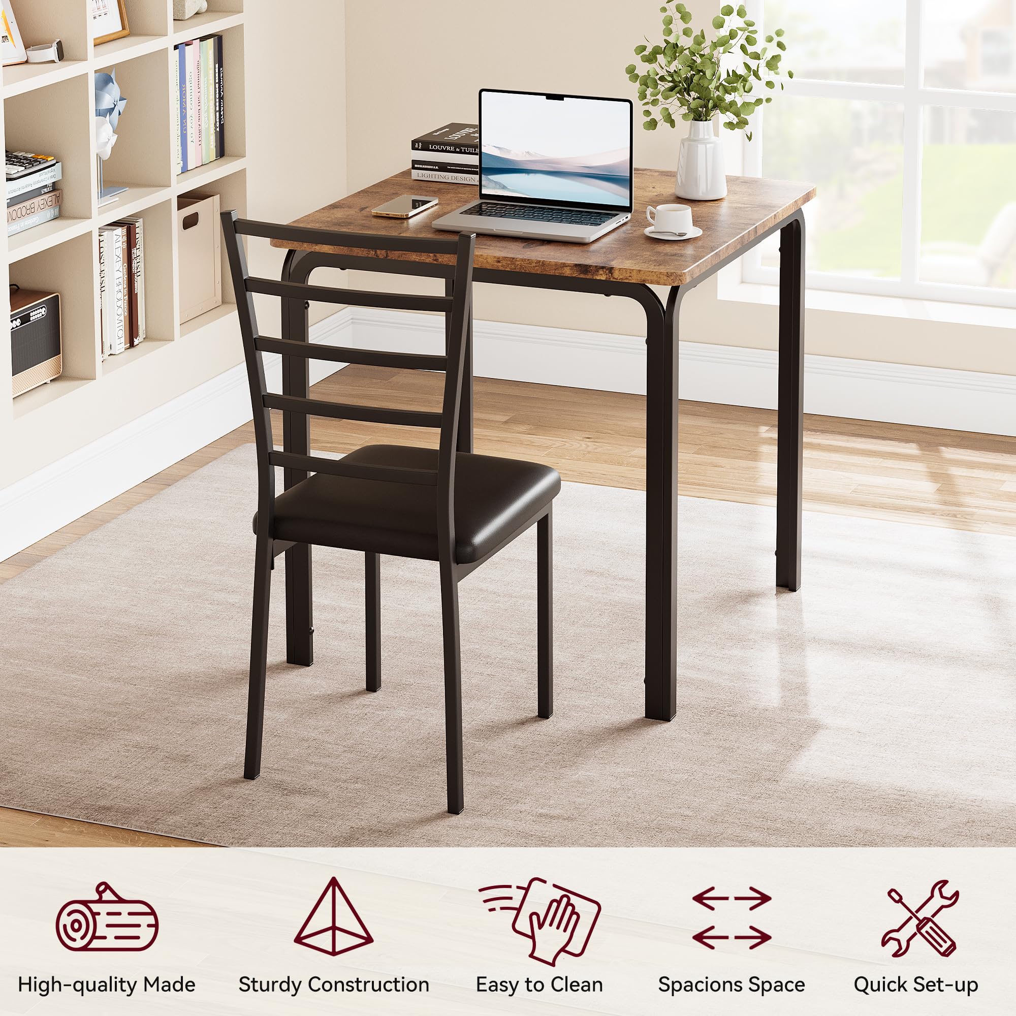 3-Piece Square Dining Table Set for 2