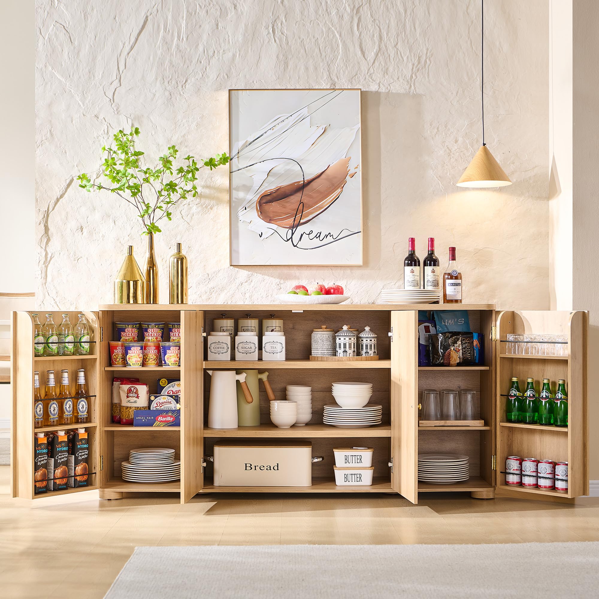 Curved Buffet Cabinet with Storage