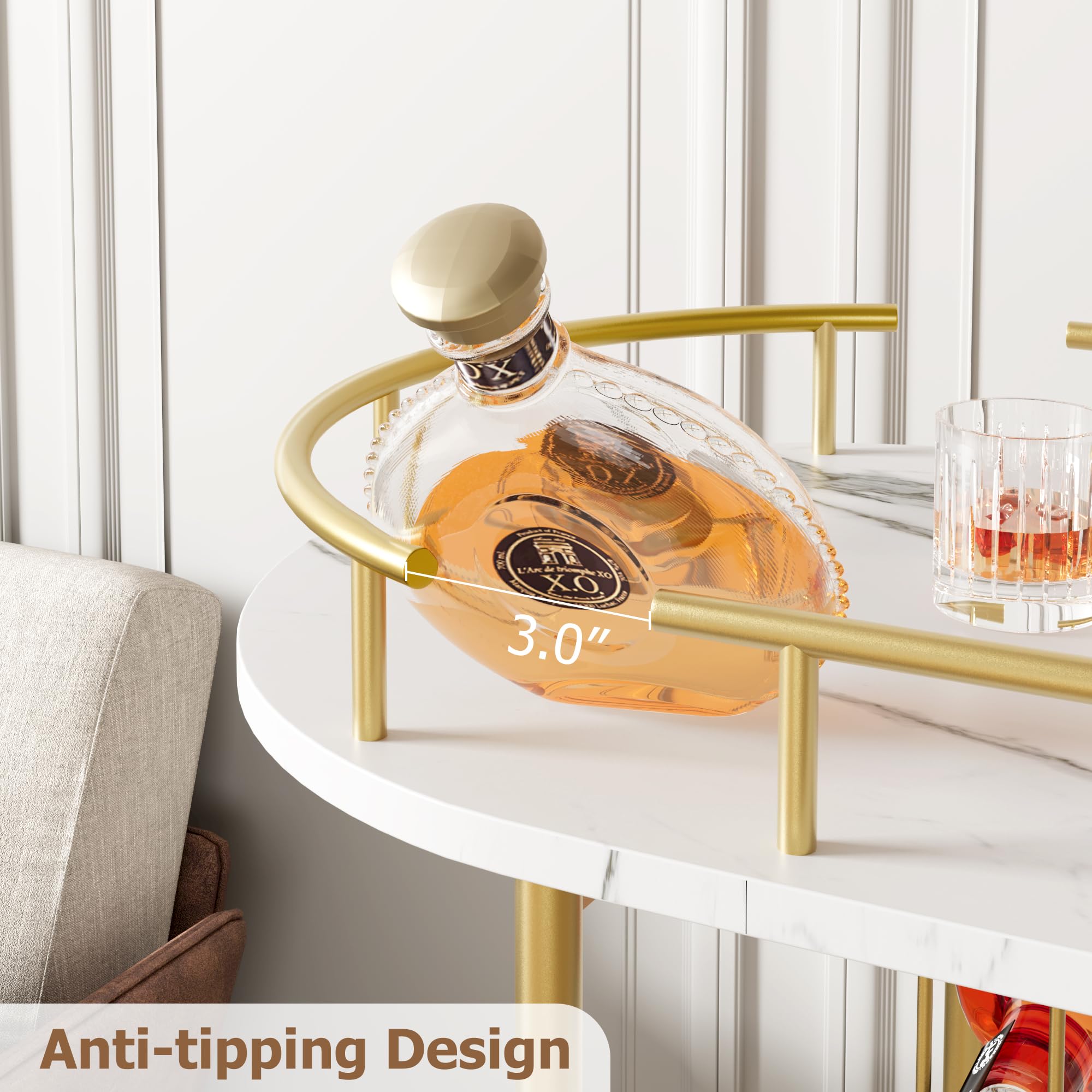 4-Tier Mobile Bar Cart with Wine Rack and Glass Holder