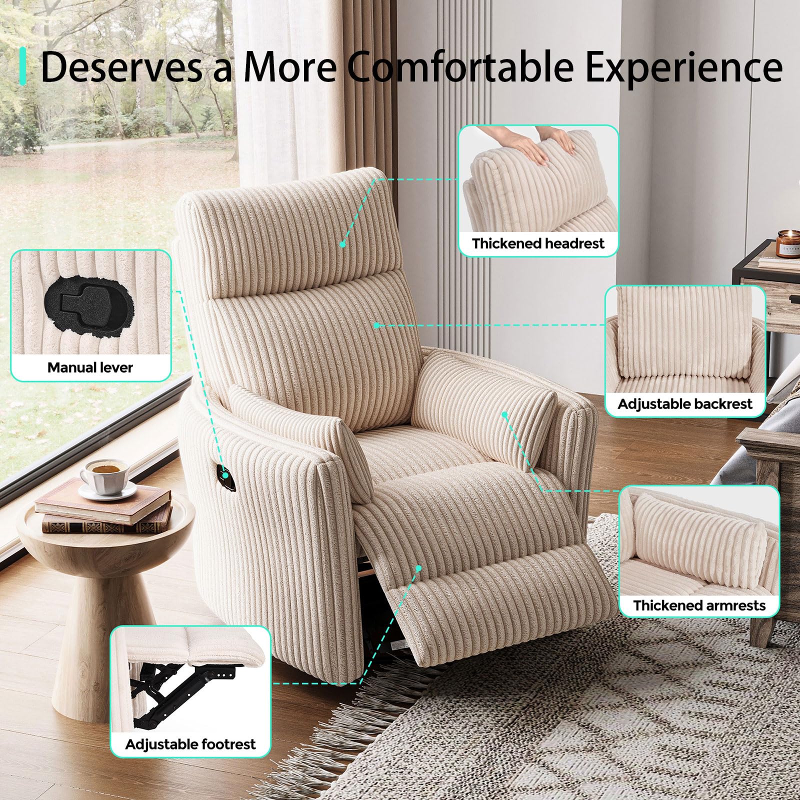 360 Swivel Rocker Recliner with Adjustable Backrest