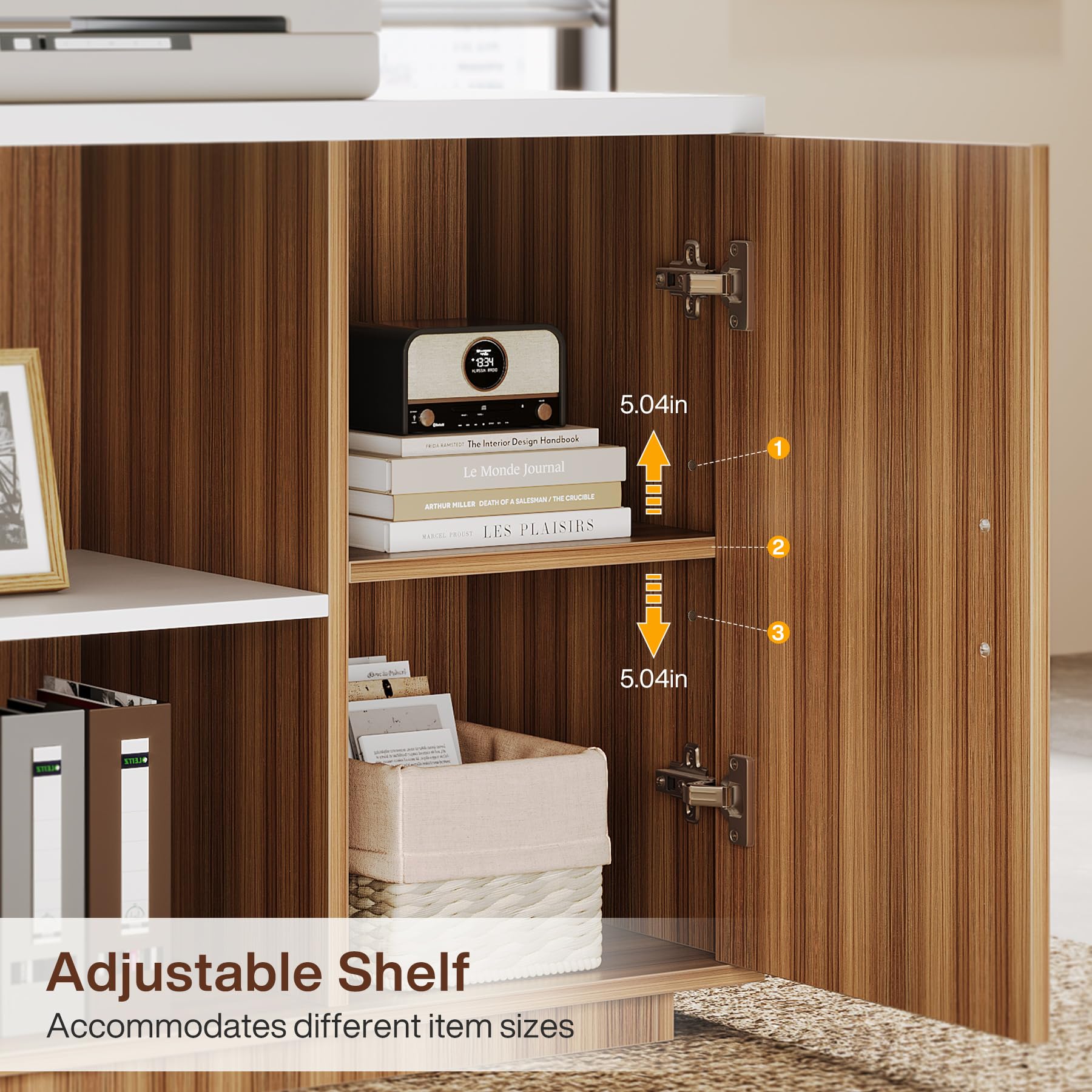 85.8-Inch L-Shaped Executive Desk with File Drawers and Cabinet