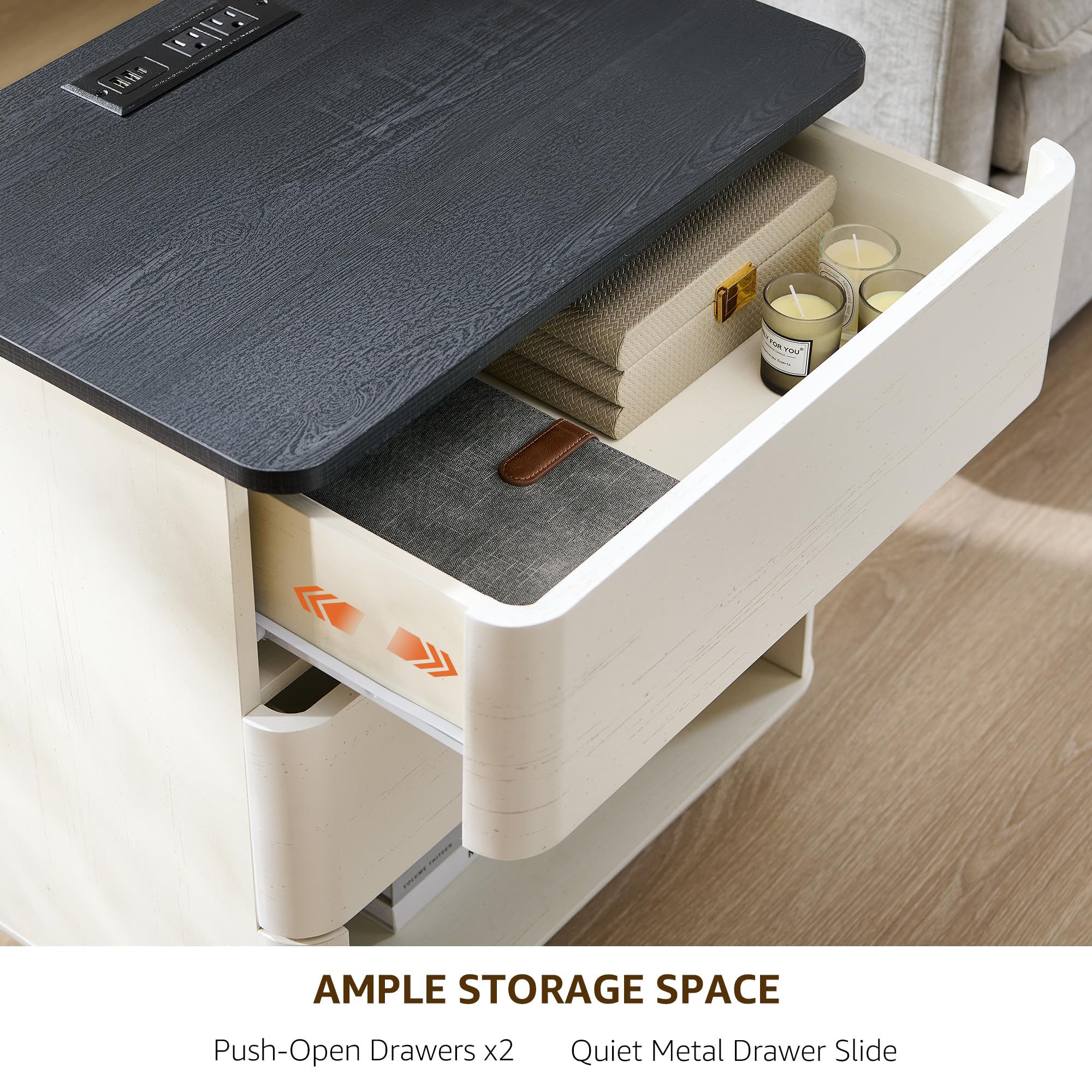 2-Drawer Nightstand with Charging Station