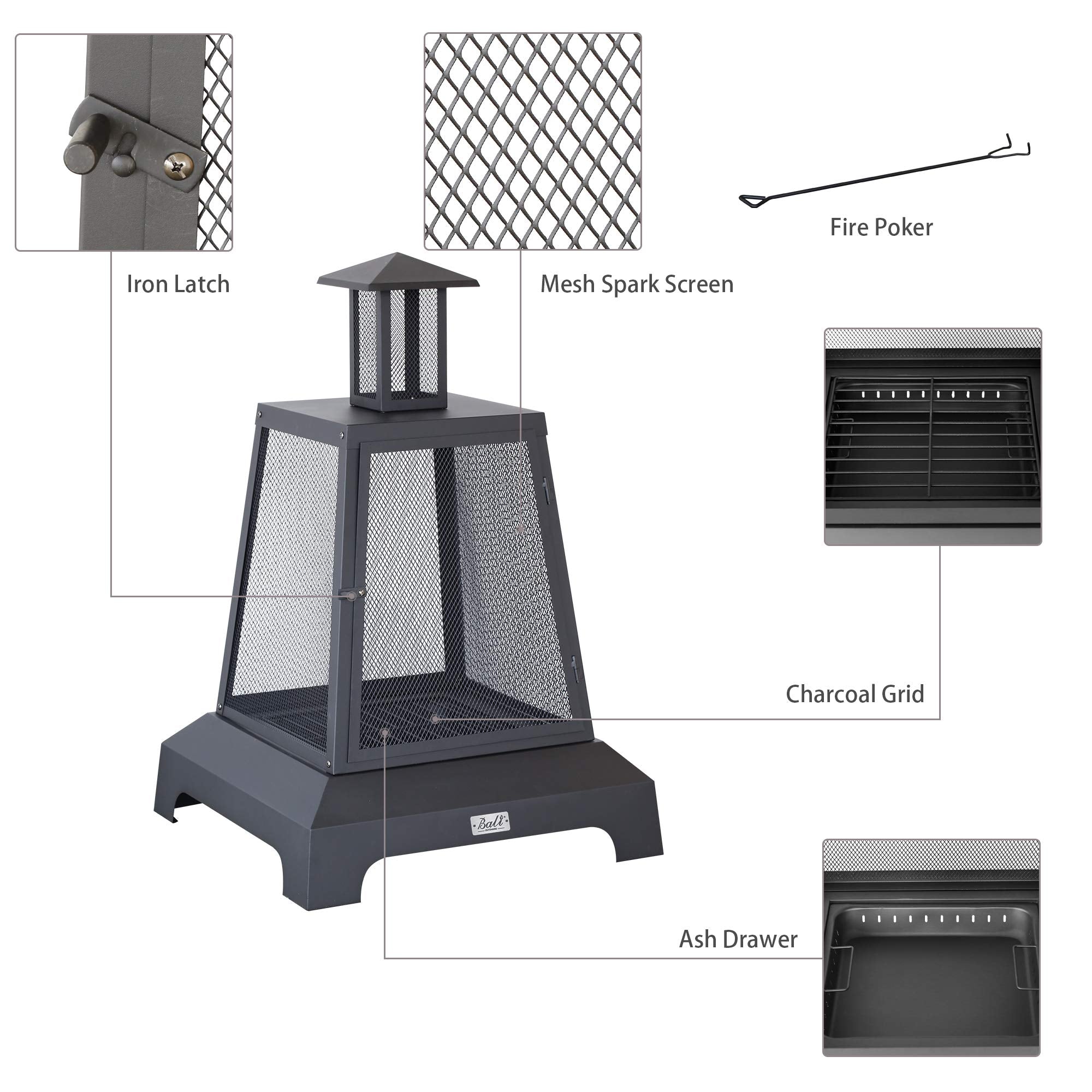 28 Inch Square Wood Burning Fire Pit