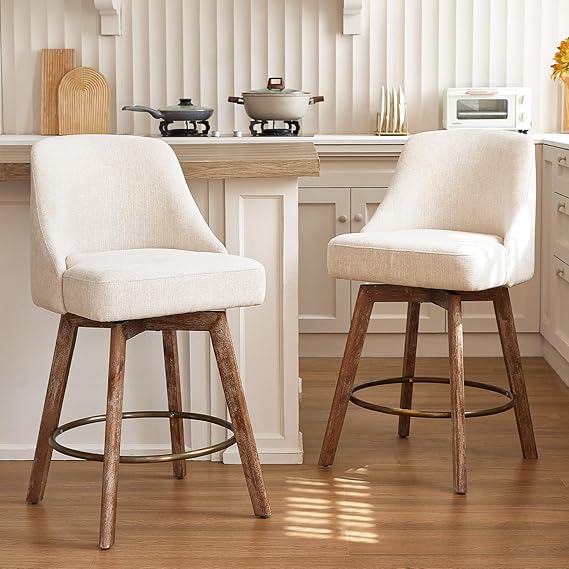 Mid Century Modern Counter Height Bar Stools Set of 2