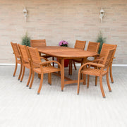 Amazonia Arizona 9 Piece Oval Outdoor Dining Set | Eucalyptus Wood | Durable and Ideal for Patio and Backyard