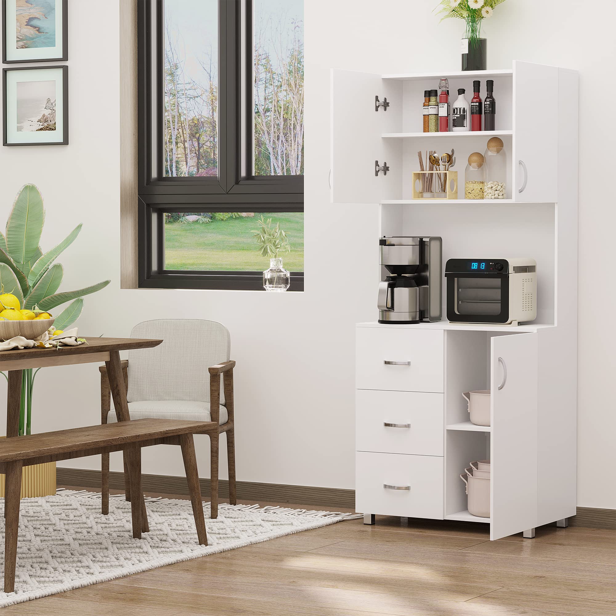 Kitchen Pantry Buffet with Hutch