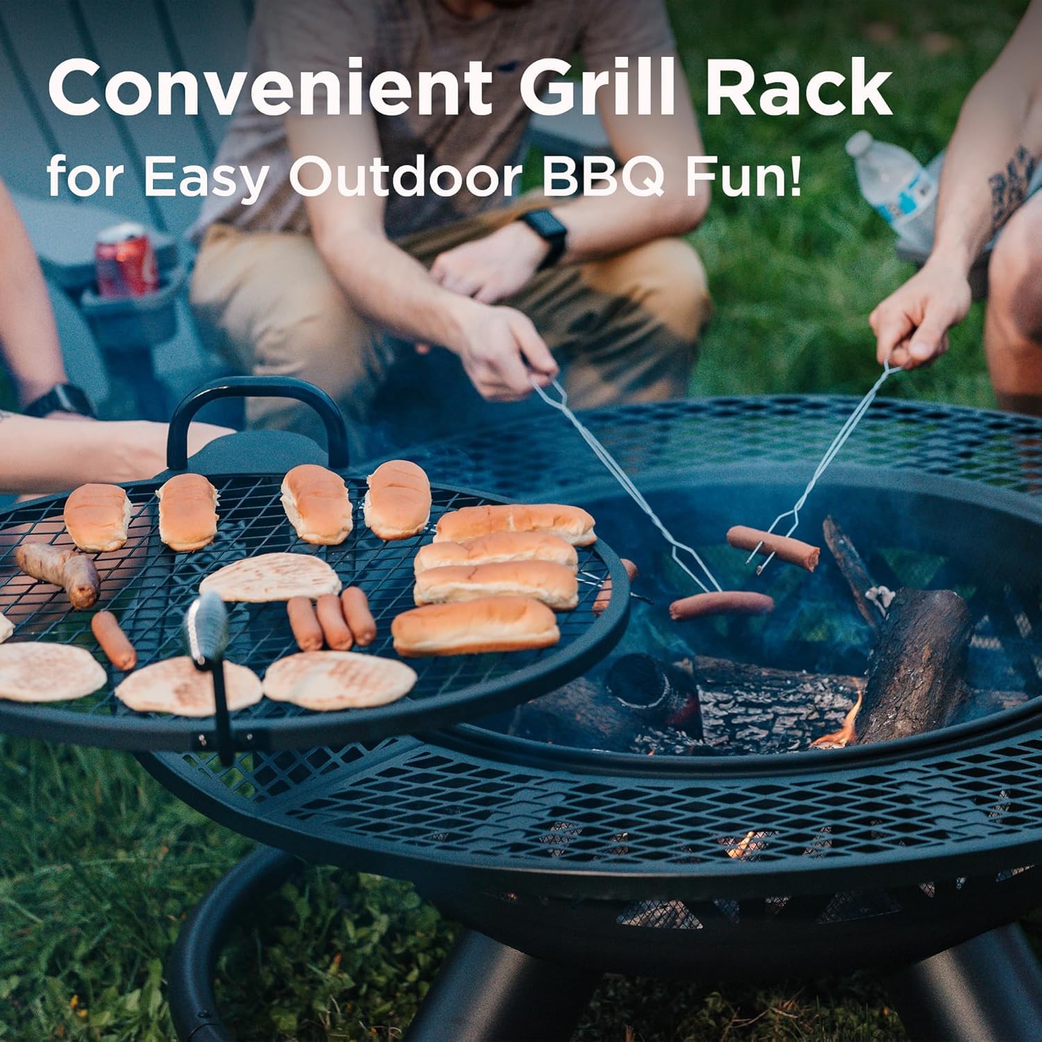 47 Inch Wood Burning Fire Pit with BBQ Grill