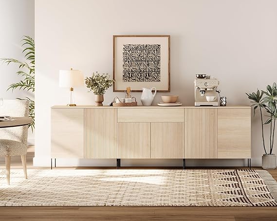 94.5" Fluted Buffet Sideboard Cabinet with Storage