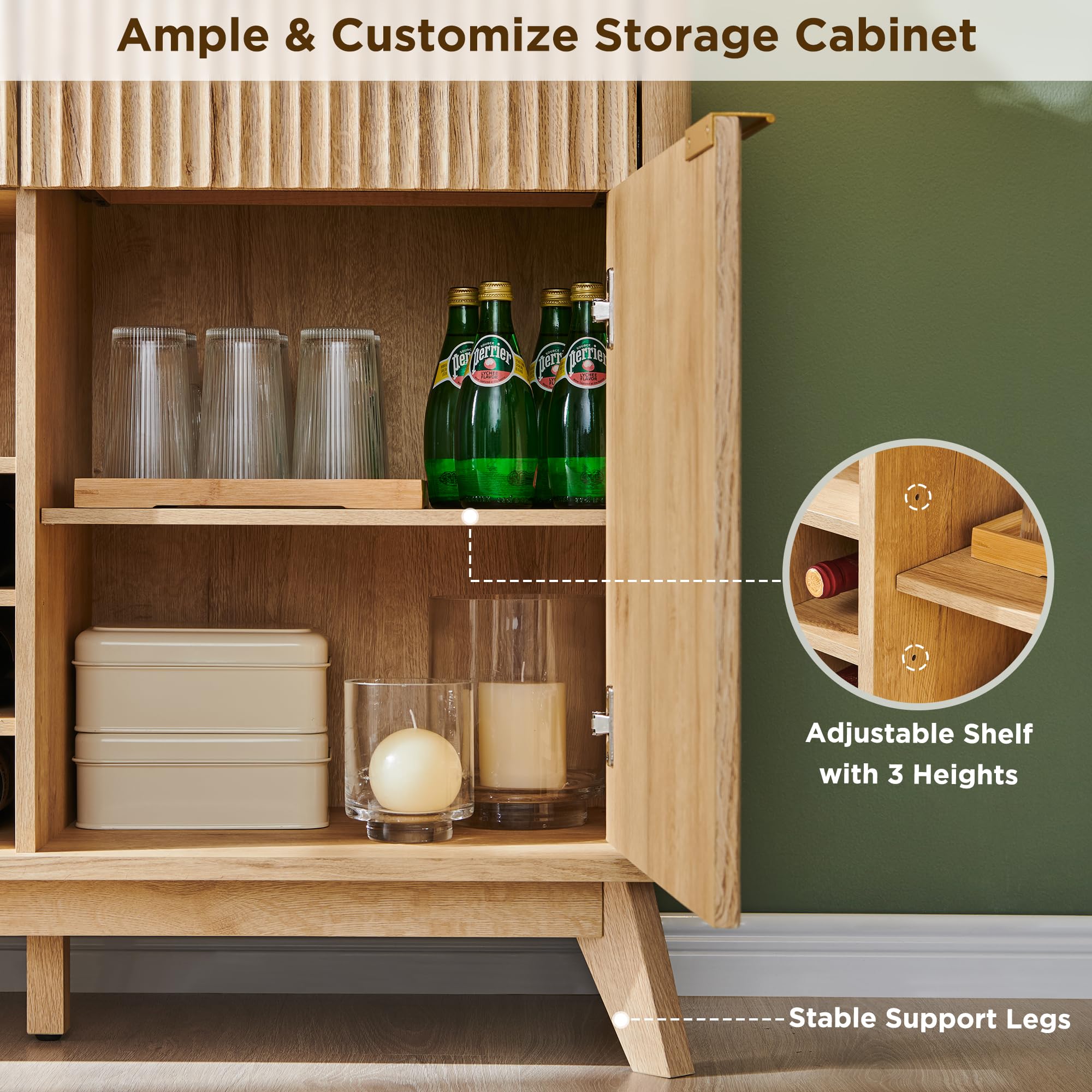 60" Fluted Buffet Cabinet with Storage