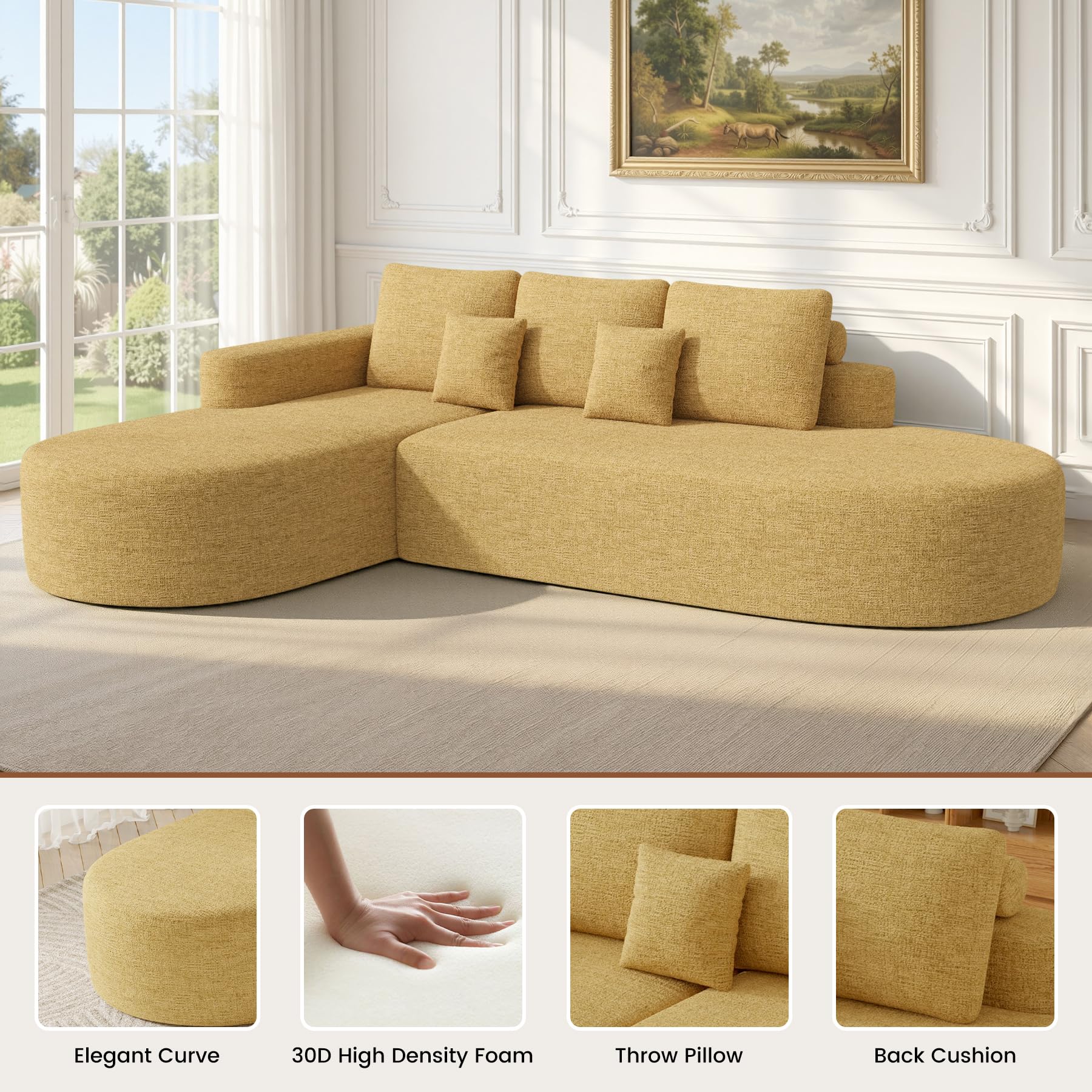 112" Modular Curved Sofa with Deep Seat