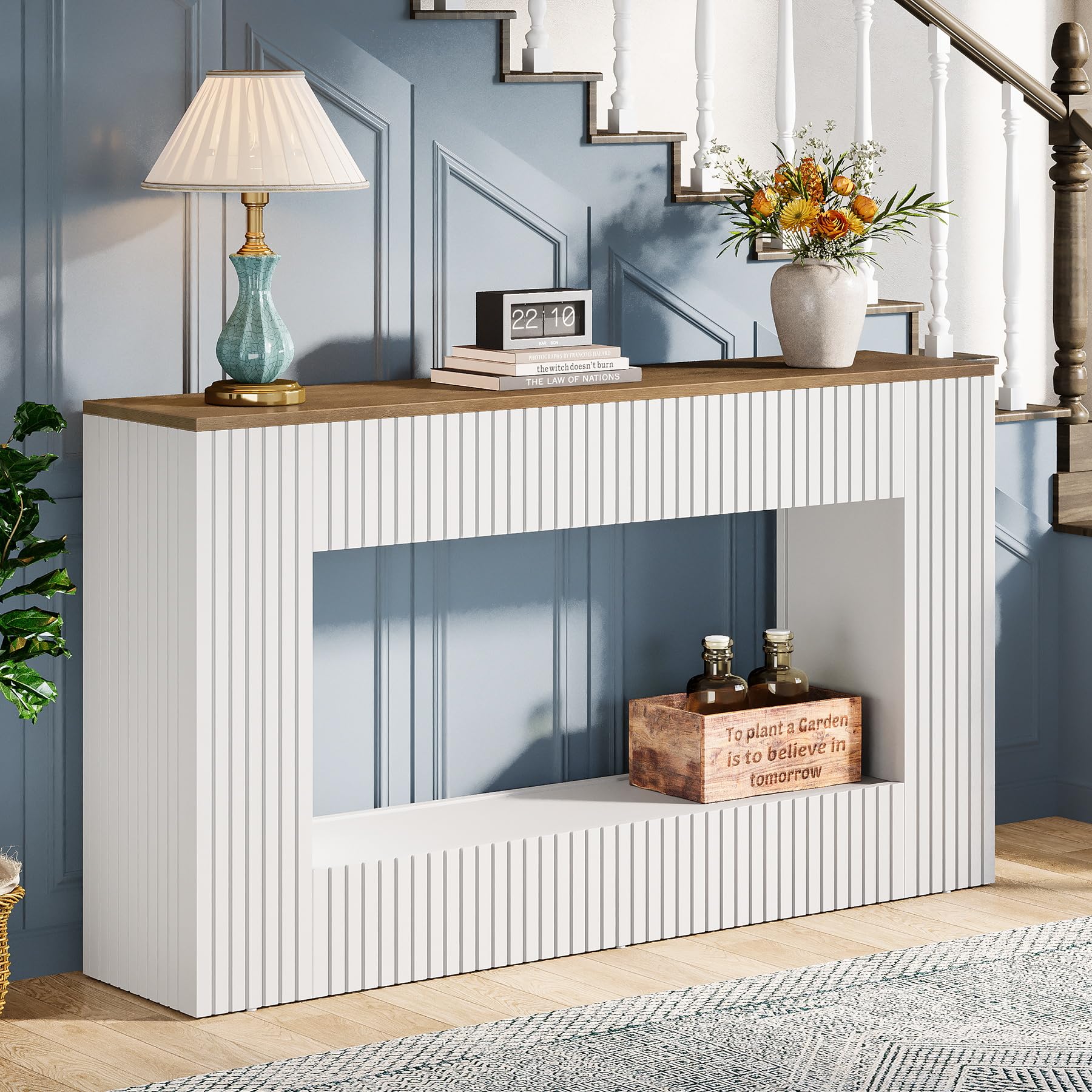 Modern Console Table 55-Inch Wood Entryway Table with Storage