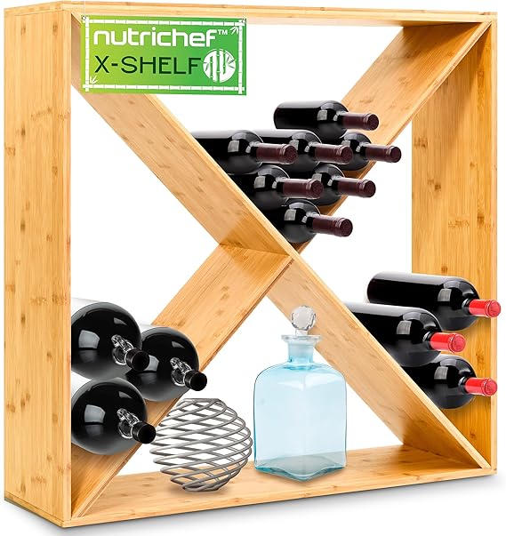108 Bottle Bamboo Wine Rack Stackable Freestanding 12 Tier