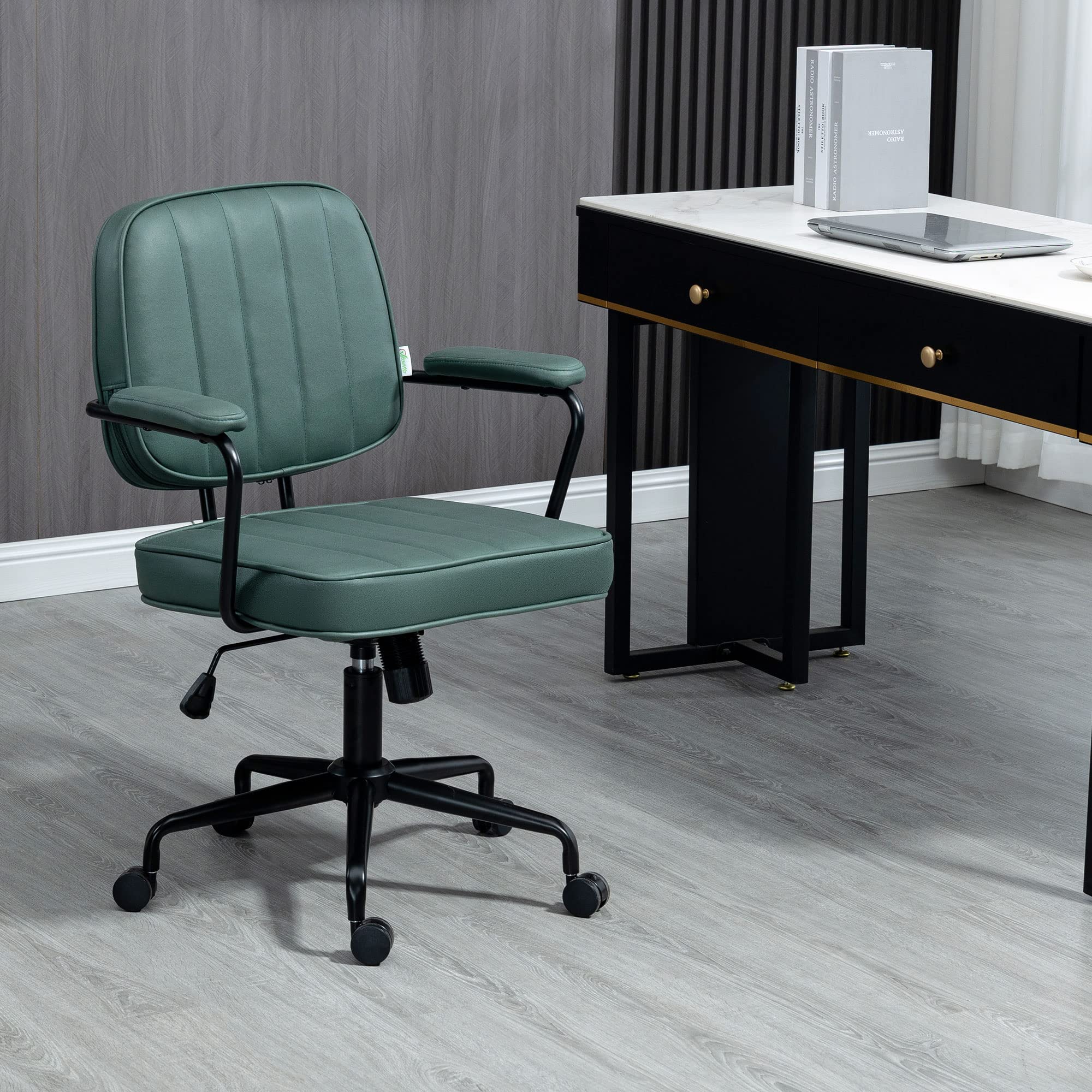 Microfiber Computer Desk Chair with Swivel Wheels and Adjustable Height
