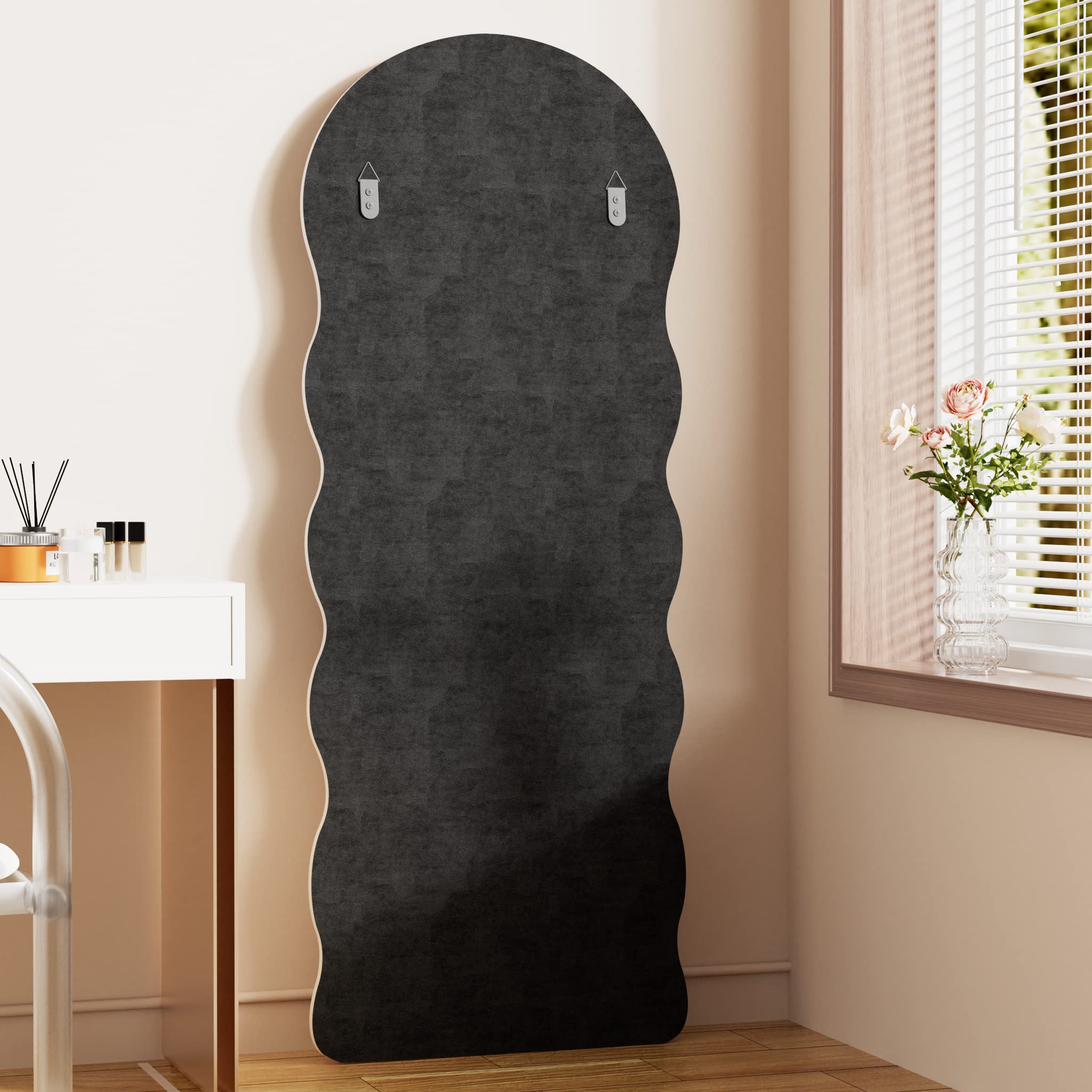 Wavy Full Length Floor Mirror 63" x 24" White