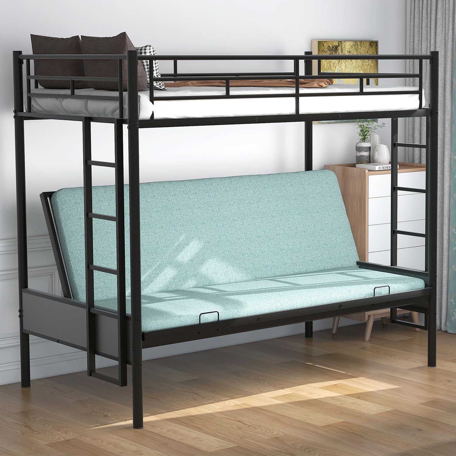 Twin Over Full Convertible Metal Bunk Bed