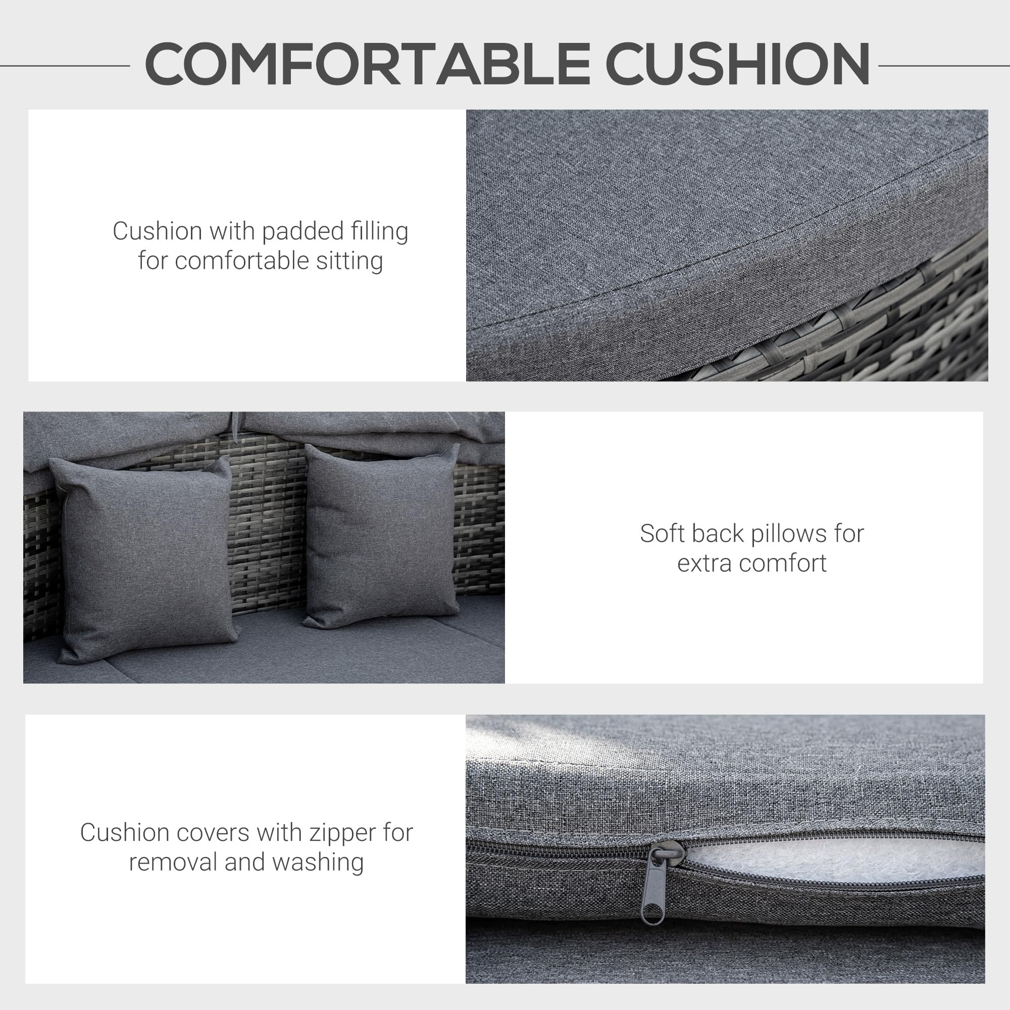4-Piece Convertible Outdoor Rattan Daybed Set
