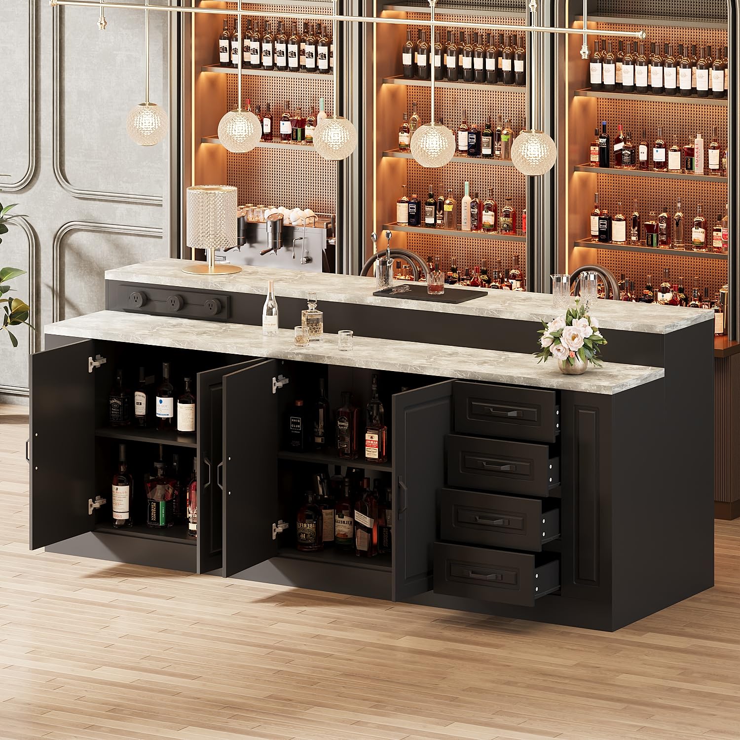 Large Bar Table with Charging Station