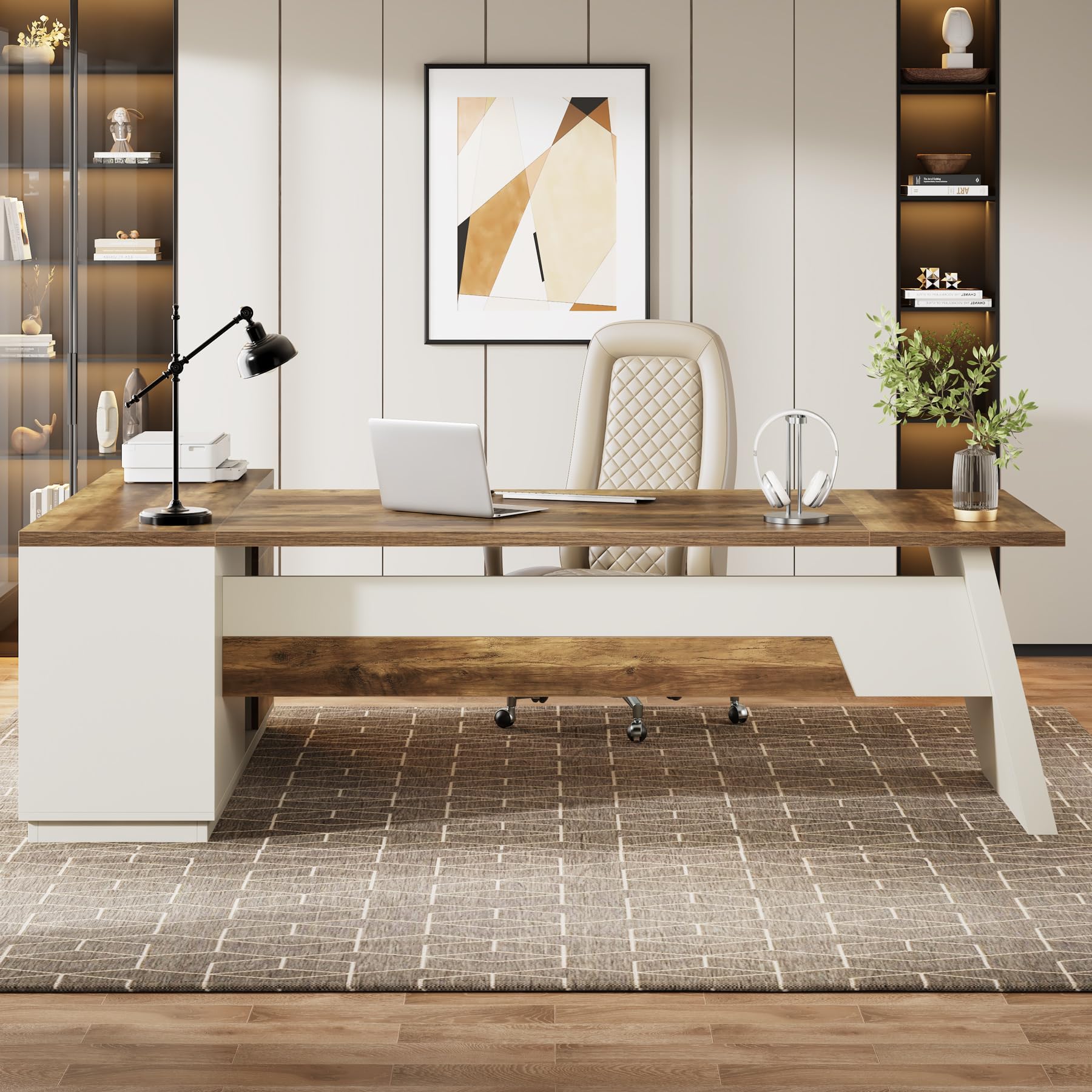 L-Shaped Executive Desk with Storage