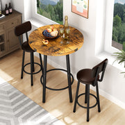 3 Piece Pub Dining Set Round Bar Table with Stools