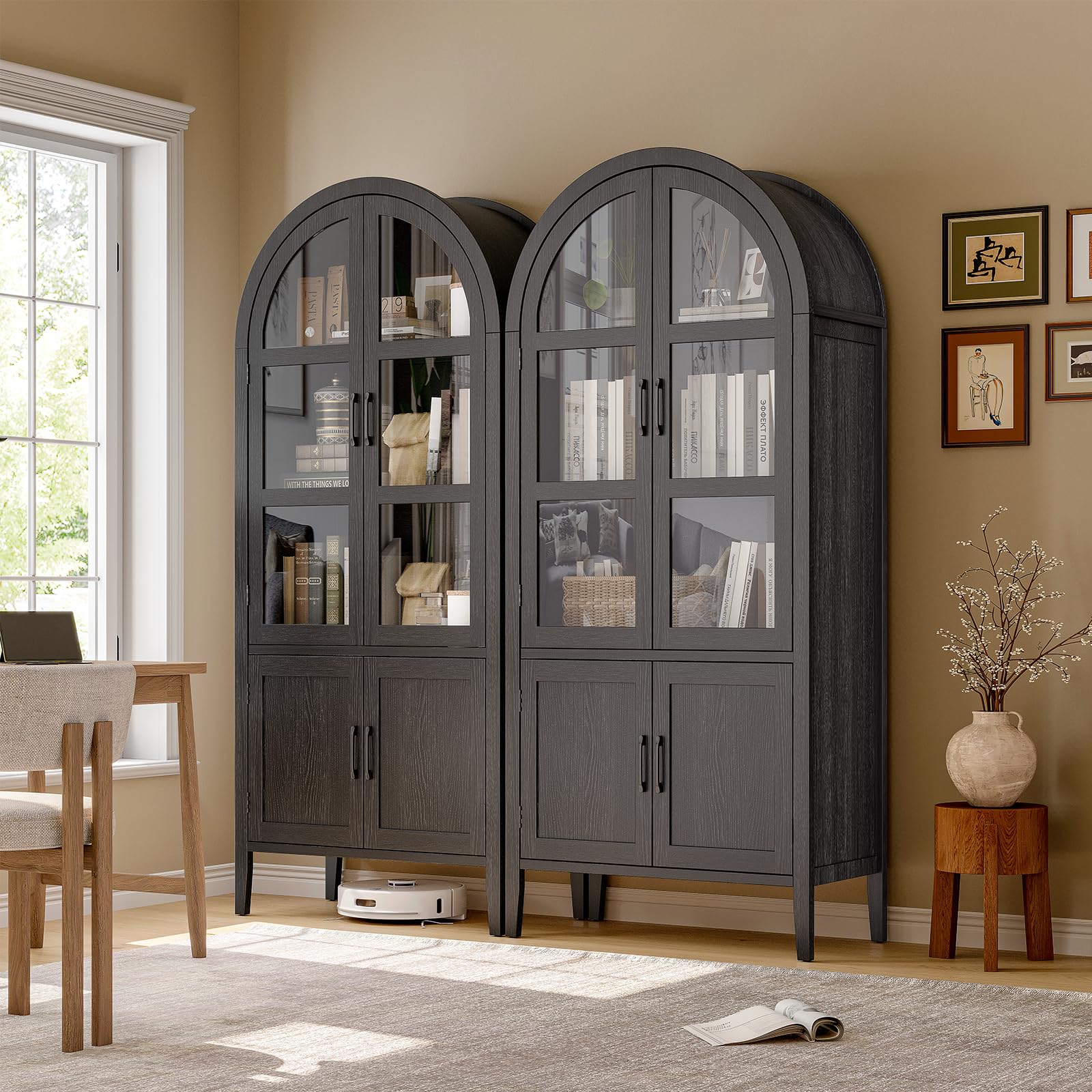 71" Tall Arched Cabinet with Glass Doors