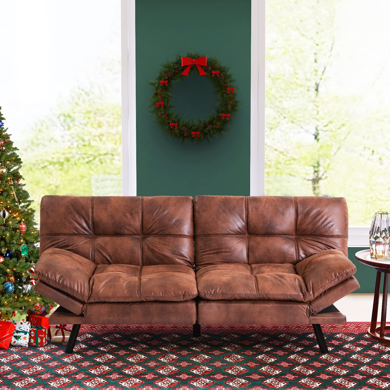 Convertible Futon Sofa Bed with Memory Foam