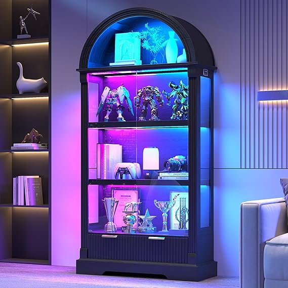 Lighted Glass Display Cabinet with Motion Sensor LED