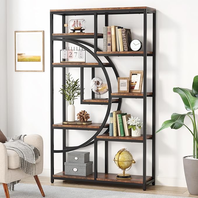 Industrial 5-Tier Bookshelf Storage Organizer