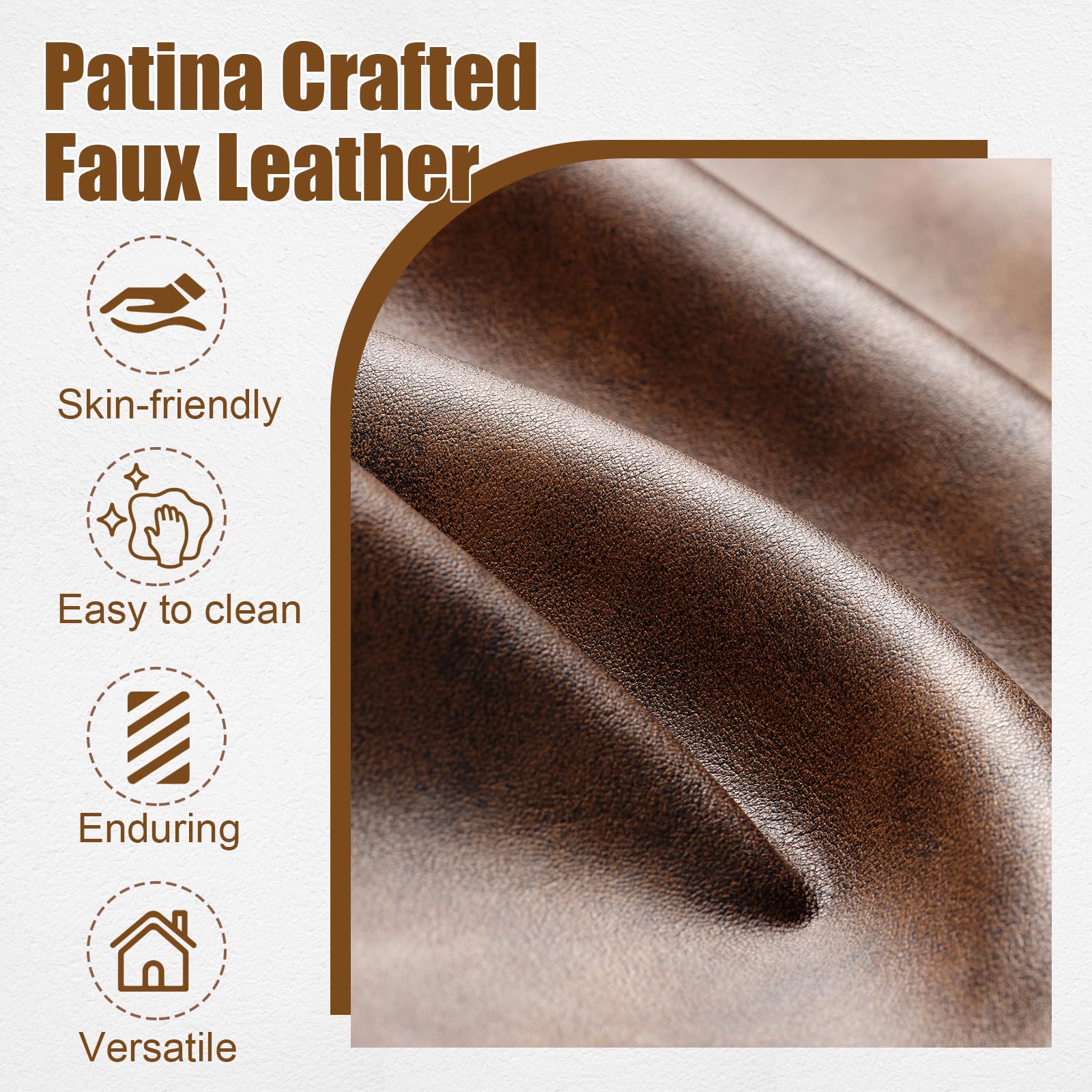 Mid-Century Modern Accent Chair Set of 2 - Faux Leather Armchair with Cushion