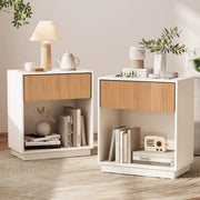 Fluted Nightstands Set of 2 with Drawer and Storage Shelf