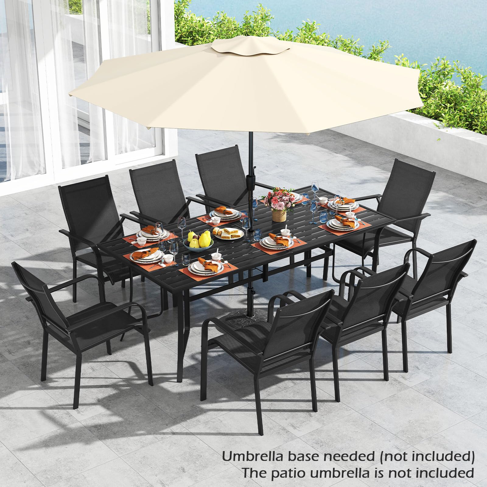 Metal Patio Dining Table for 8
