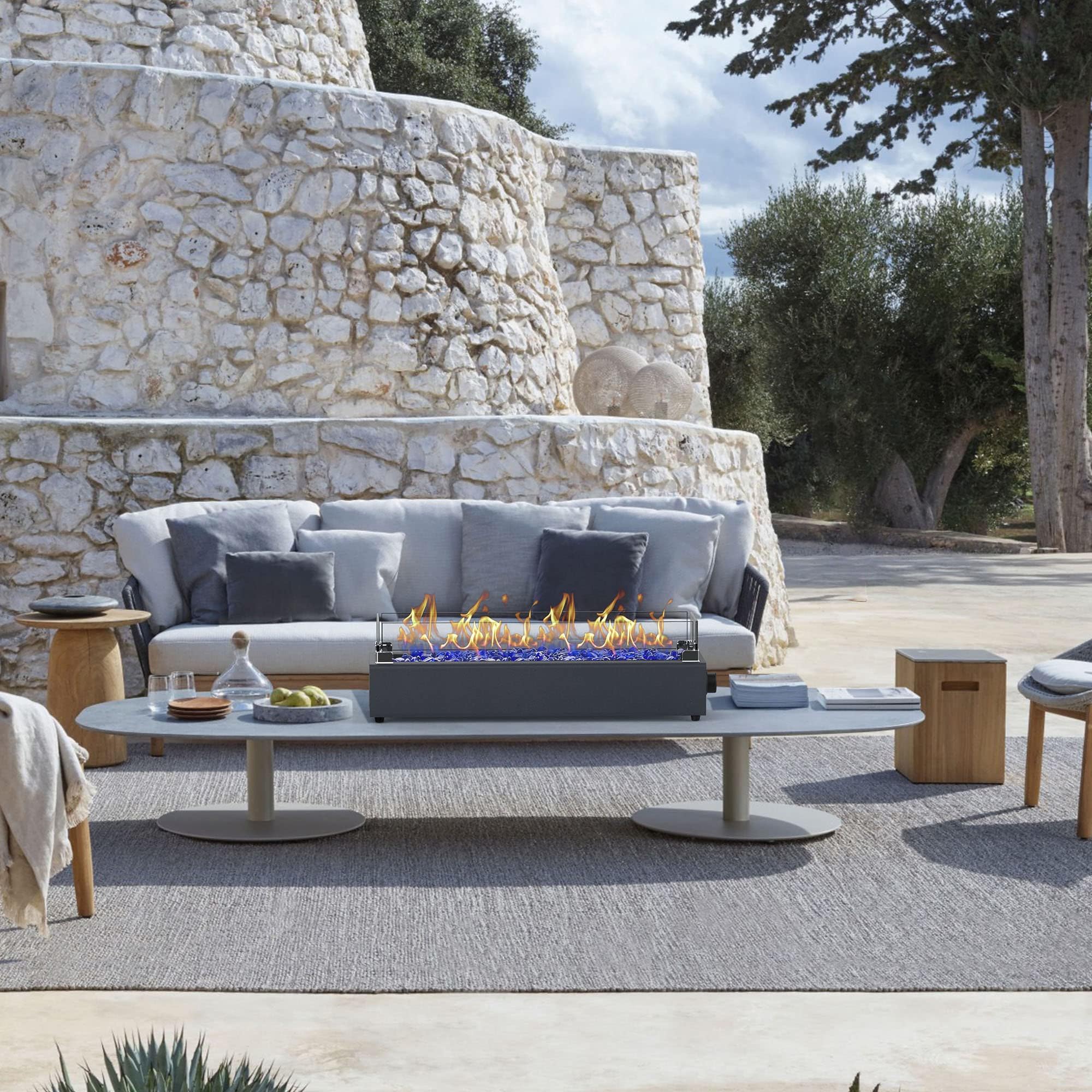 28-Inch Tabletop Propane Fire Pit with Glass Shield