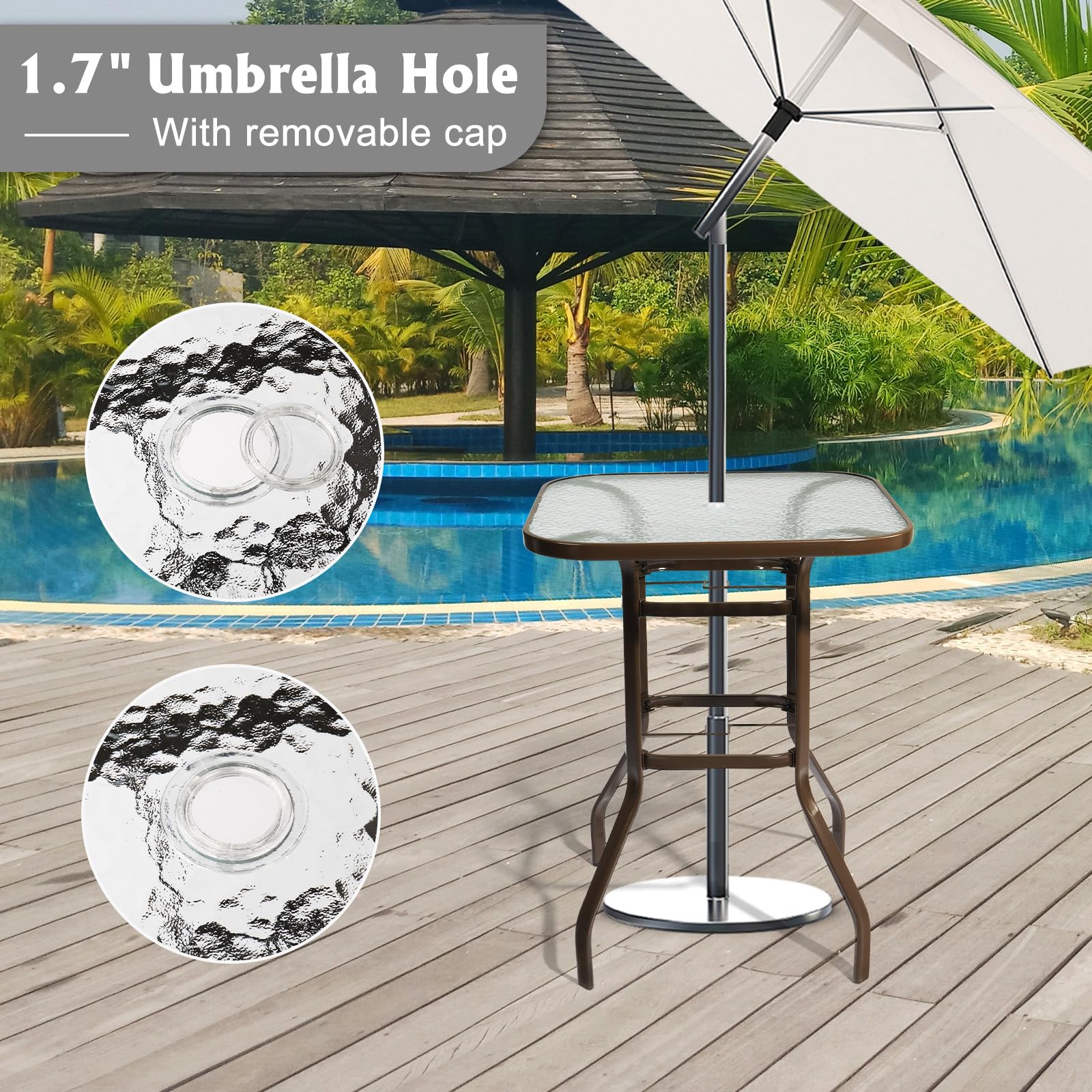 Outdoor Bar Table with Umbrella Hole