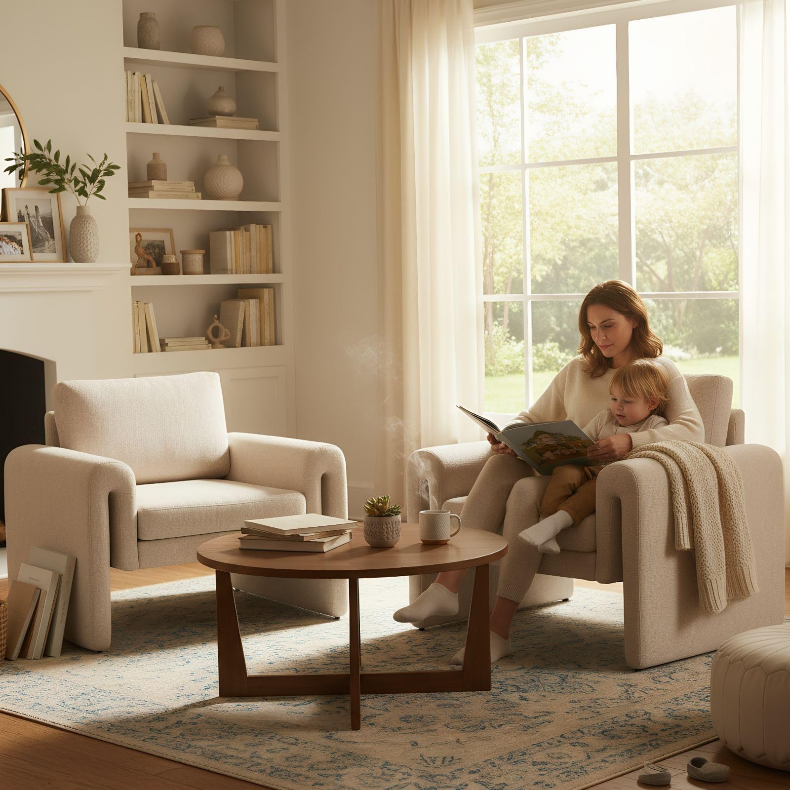 Upholstered Chenille Accent Chairs Set of 2