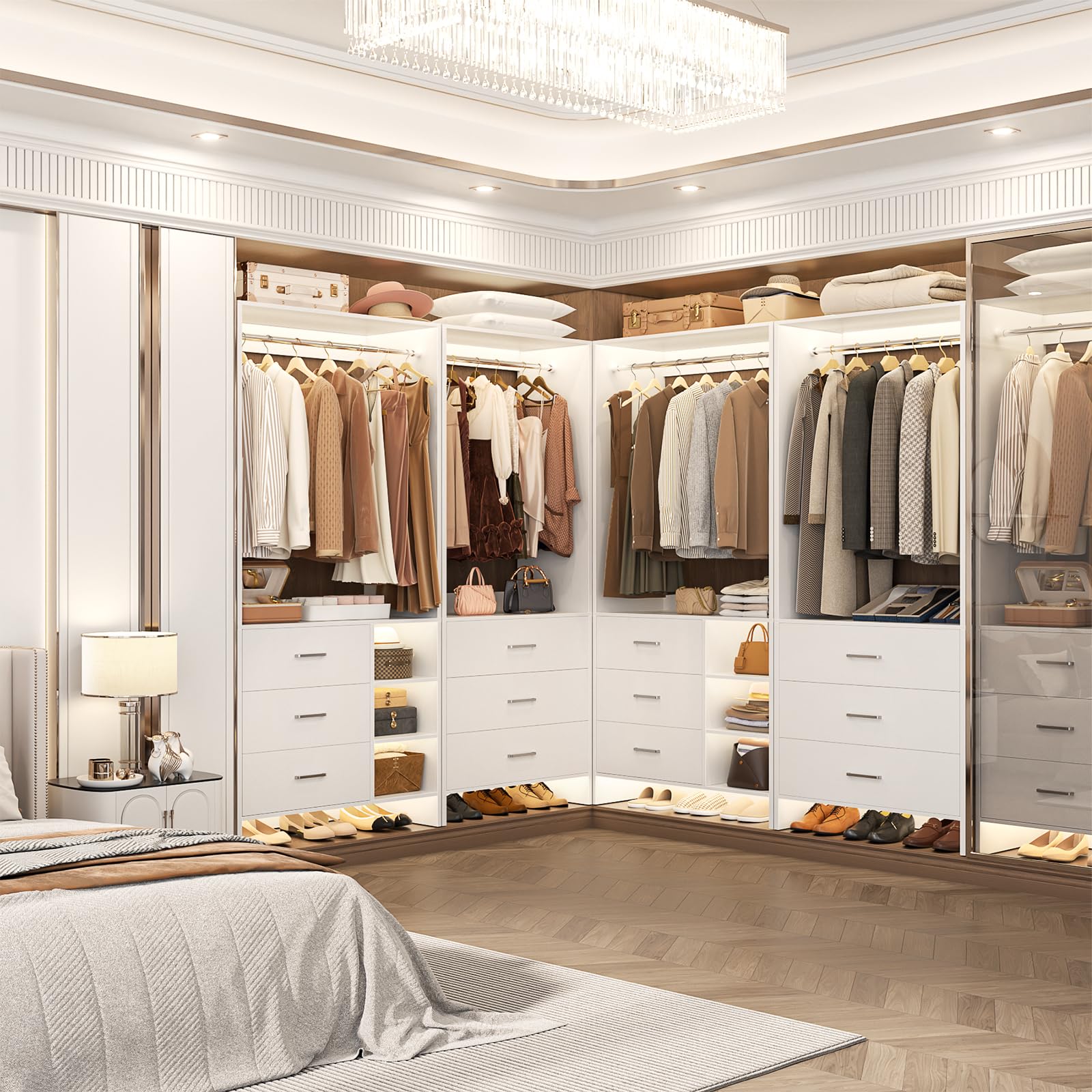 Closet System with 6 Drawers and Hanging Rods