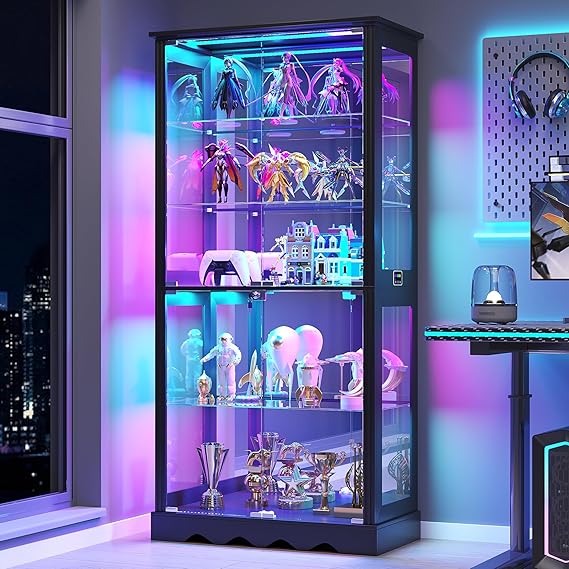 5-Tier Glass Display Cabinet with RGB Lighting