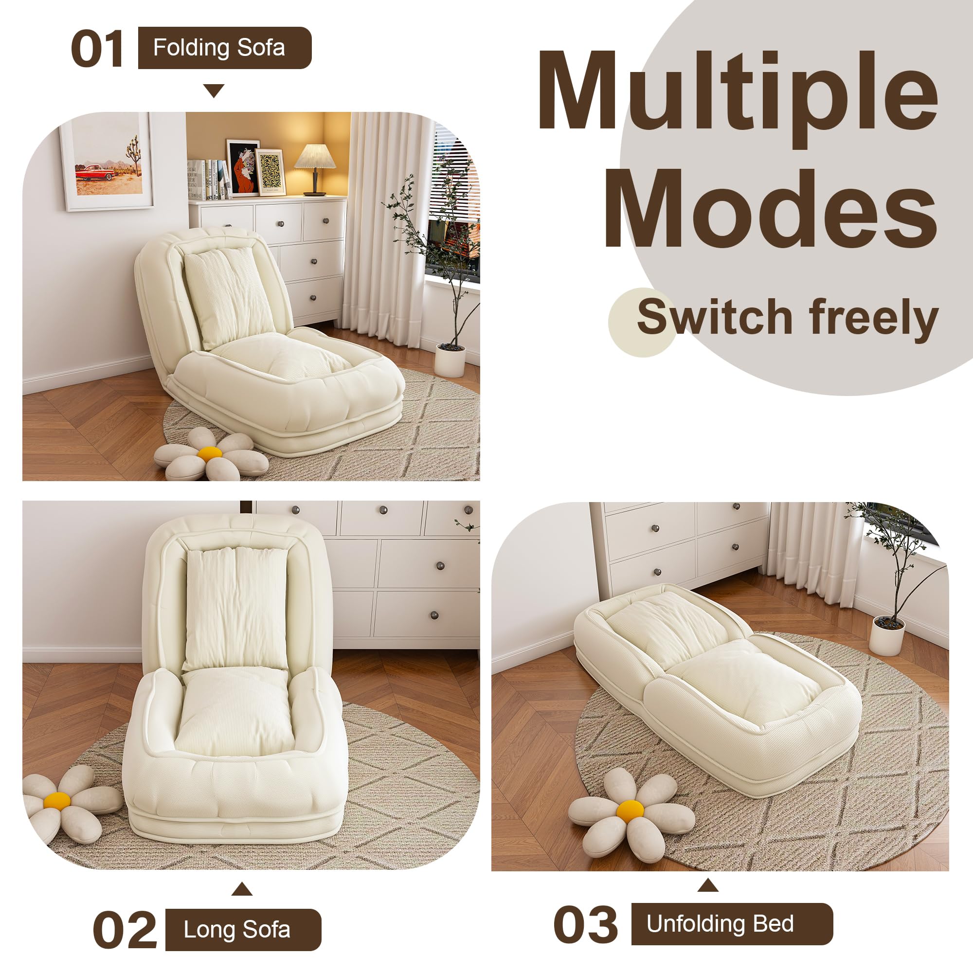 Upholstered Human Dog Bed for Adults with 5 Adjustable Positions