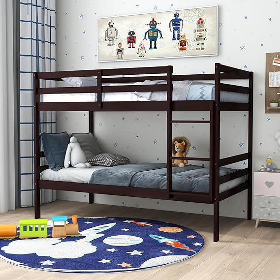 Twin Over Twin Bunk Bed with Storage and Ladder