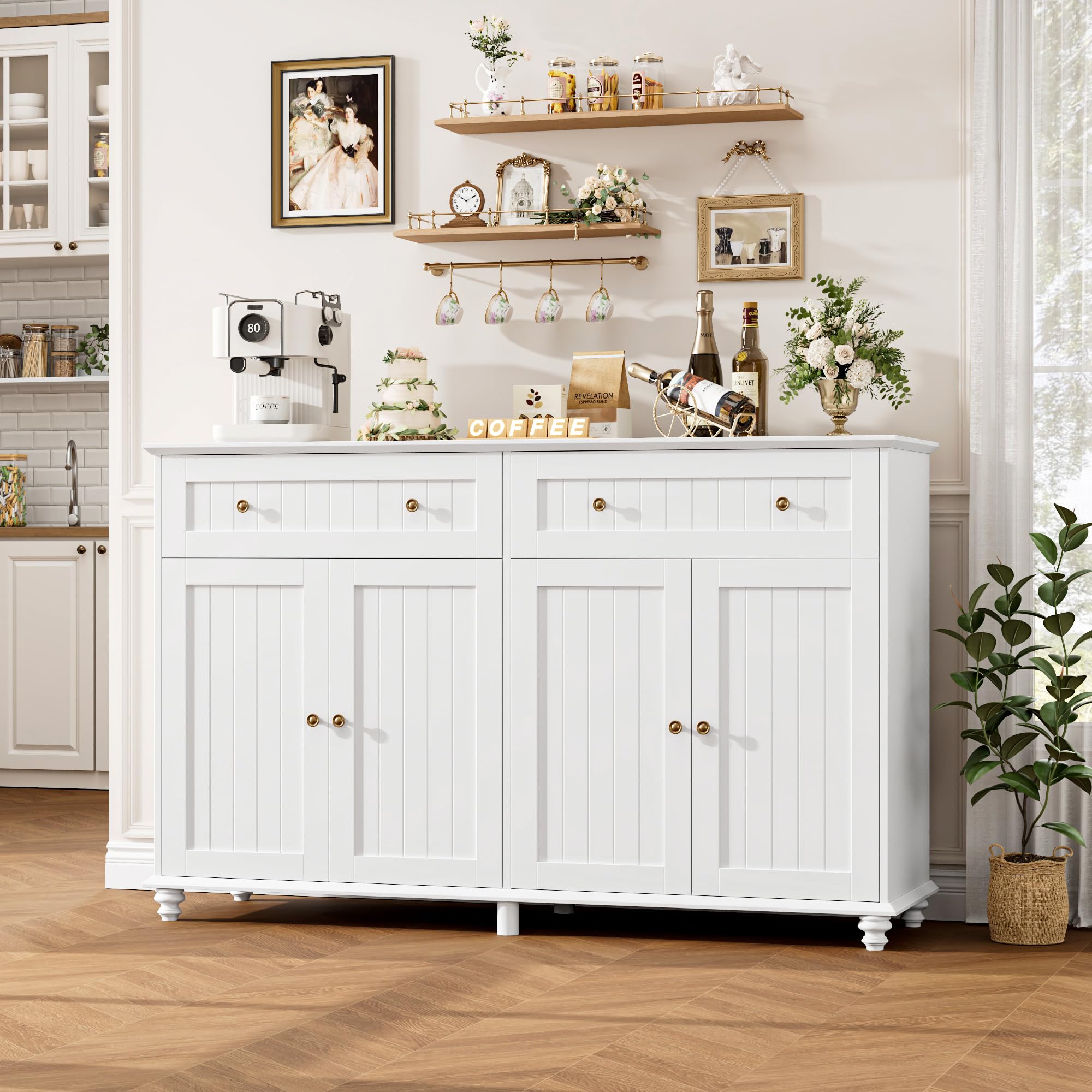 White Buffet Cabinet with Storage